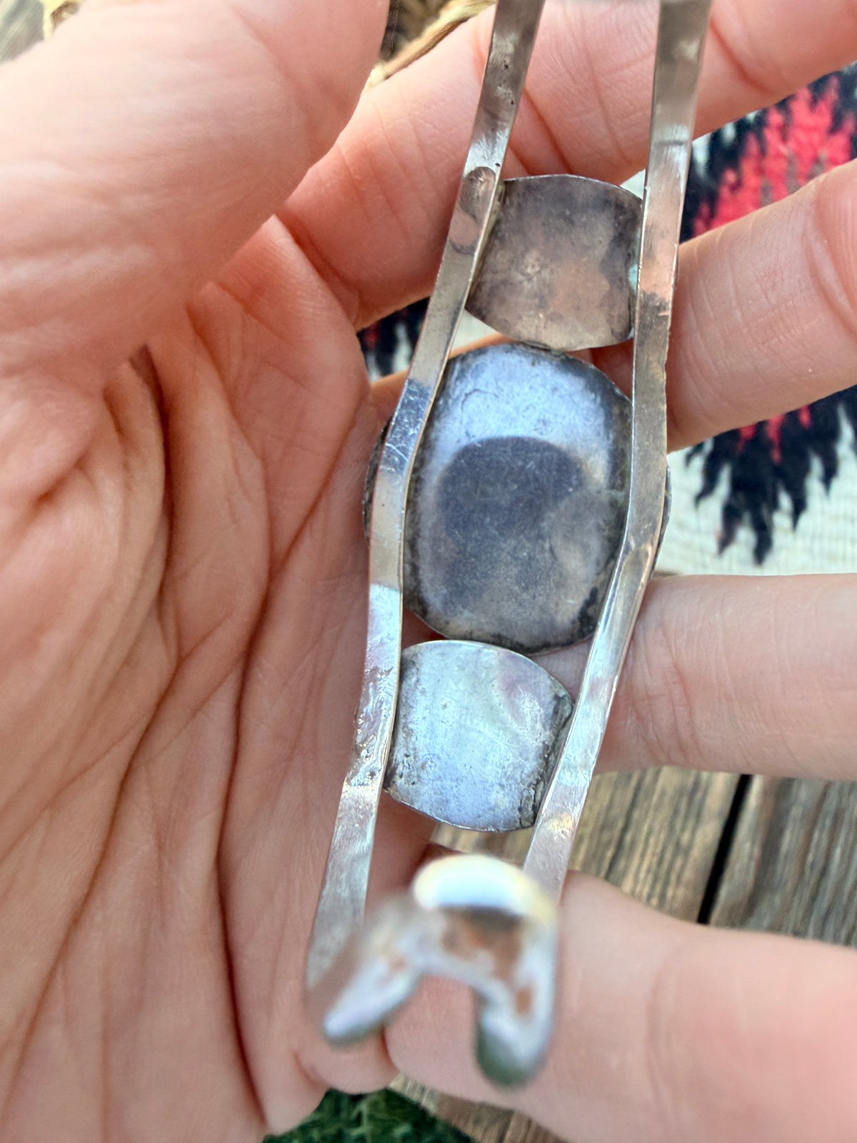 Handcrafted Old Pawn Sterling Silver, Turquoise & Coral Cuff Bracelet