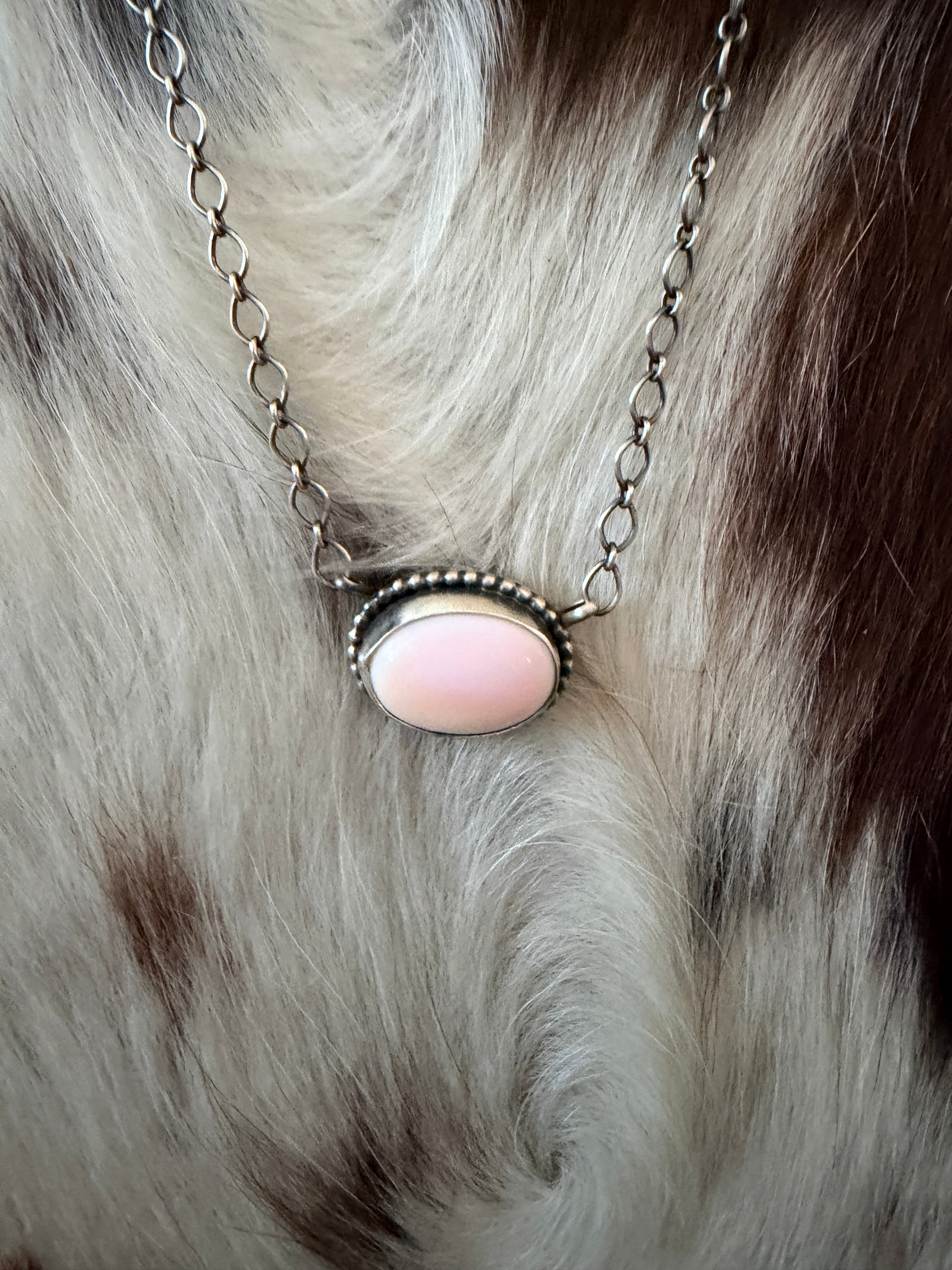 Handcrafted Queen Pink Conch & Sterling Silver Necklace