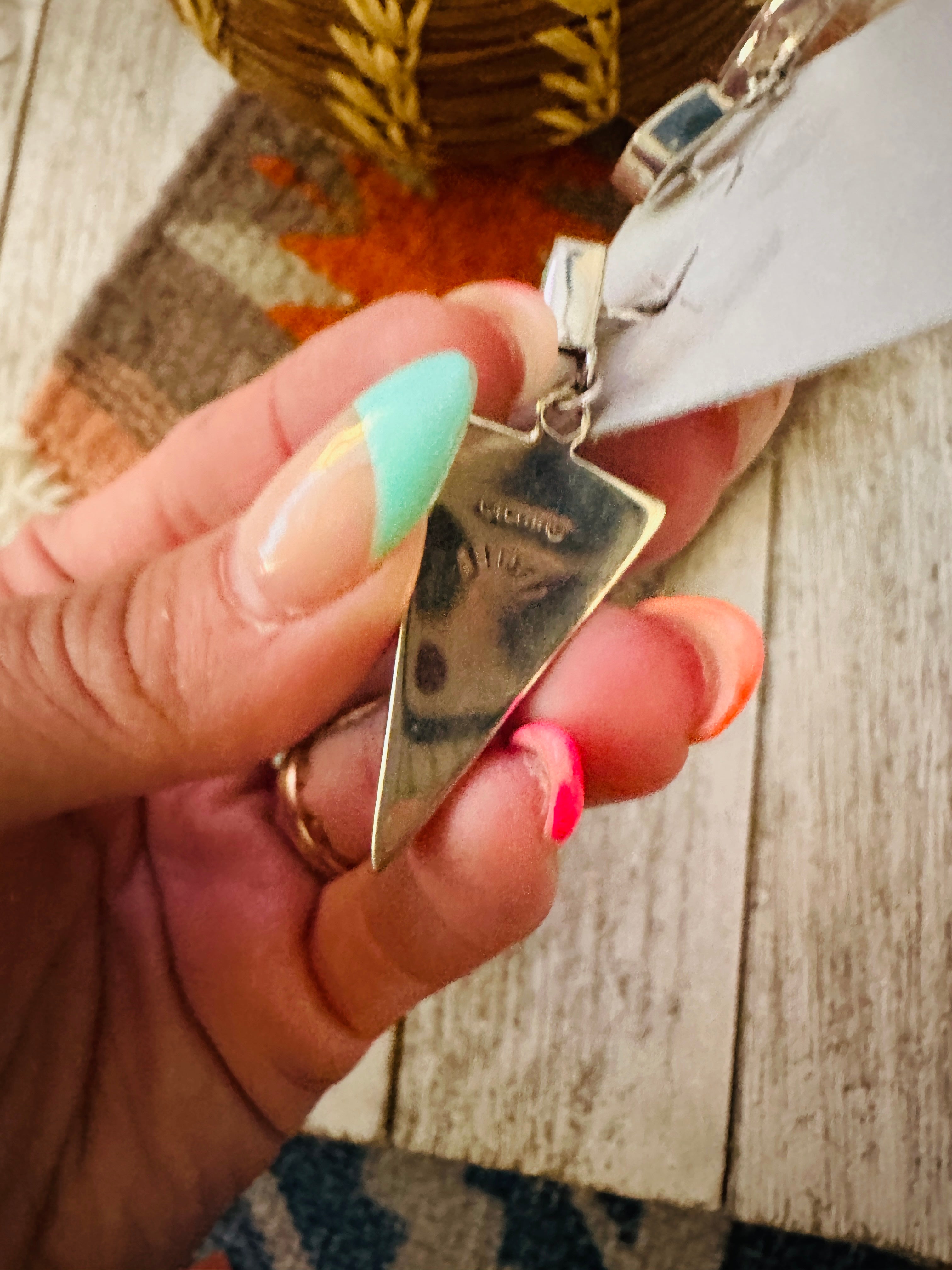 Handcrafted Opal & Sterling Silver Inlay Dangle Earrings