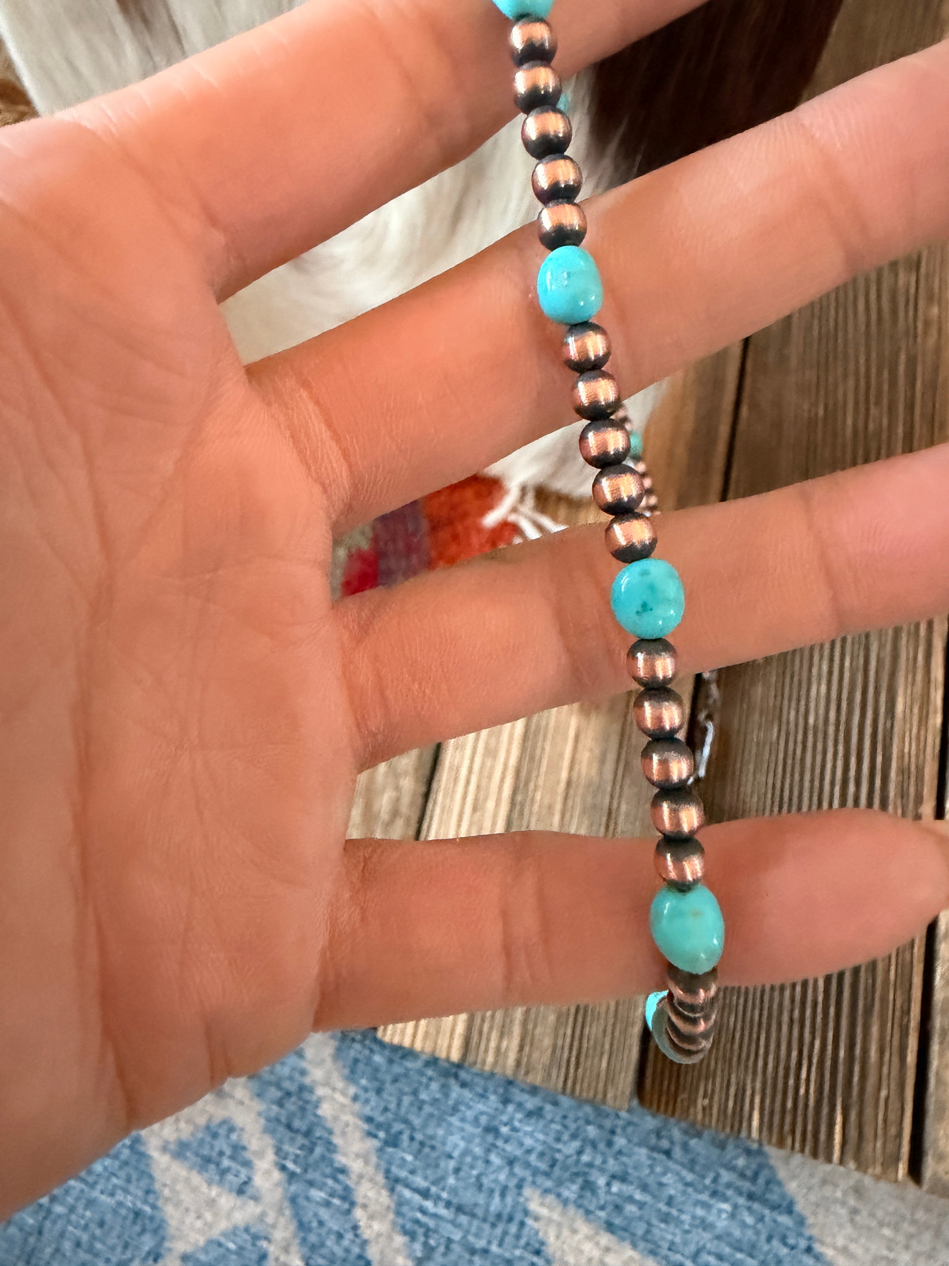 Handcrafted Turquoise & Copper Beaded Necklace