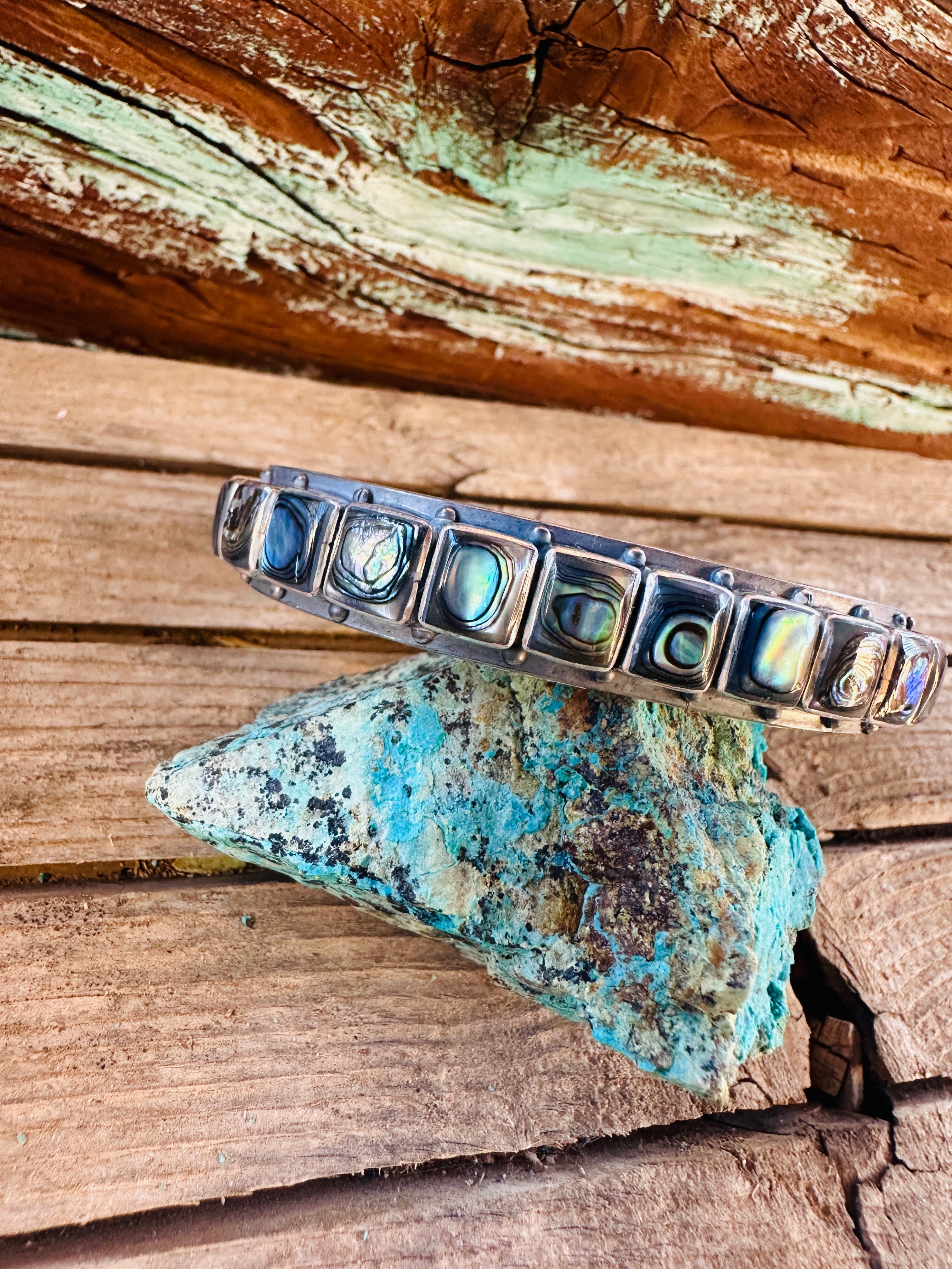 Handcrafted Sterling Silver and Abalone Cuff Bracelet by Federico Jimenez