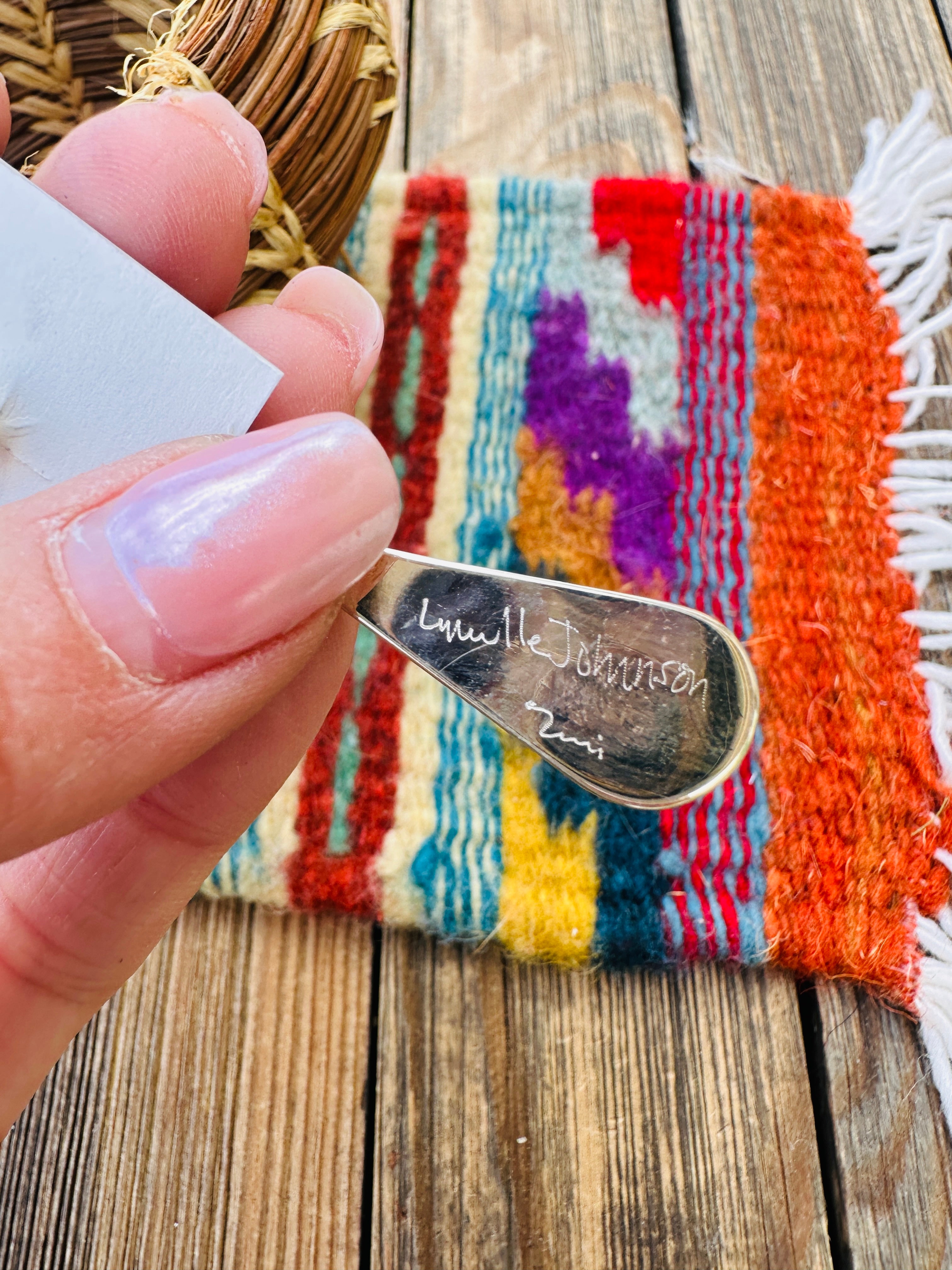 Handcrafted Turquoise & Sterling Silver Inlay Teardrop Dangle Earrings
