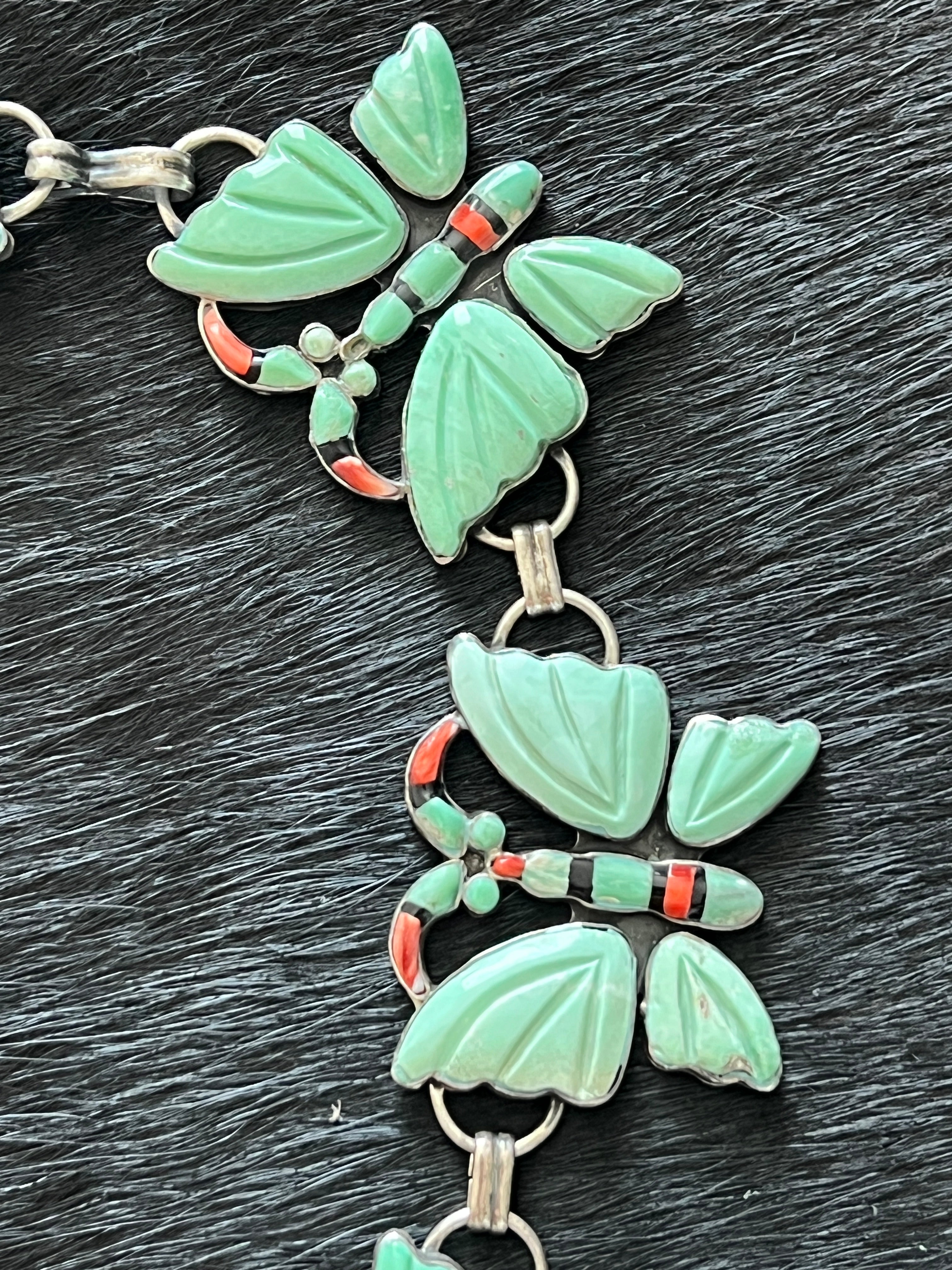Vintage Sterling Silver and Turquoise Butterfly Necklace by Federico Jimenez