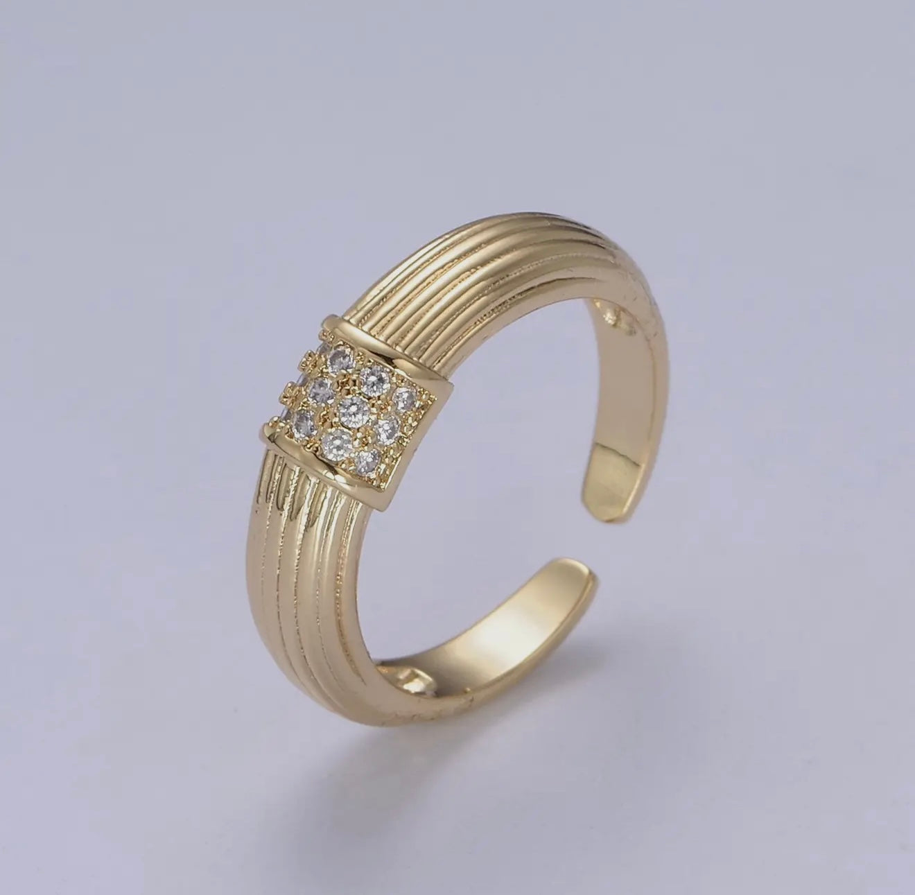 “The Golden Collection” Handmade Gold Plated CZ Adjustable Ring
