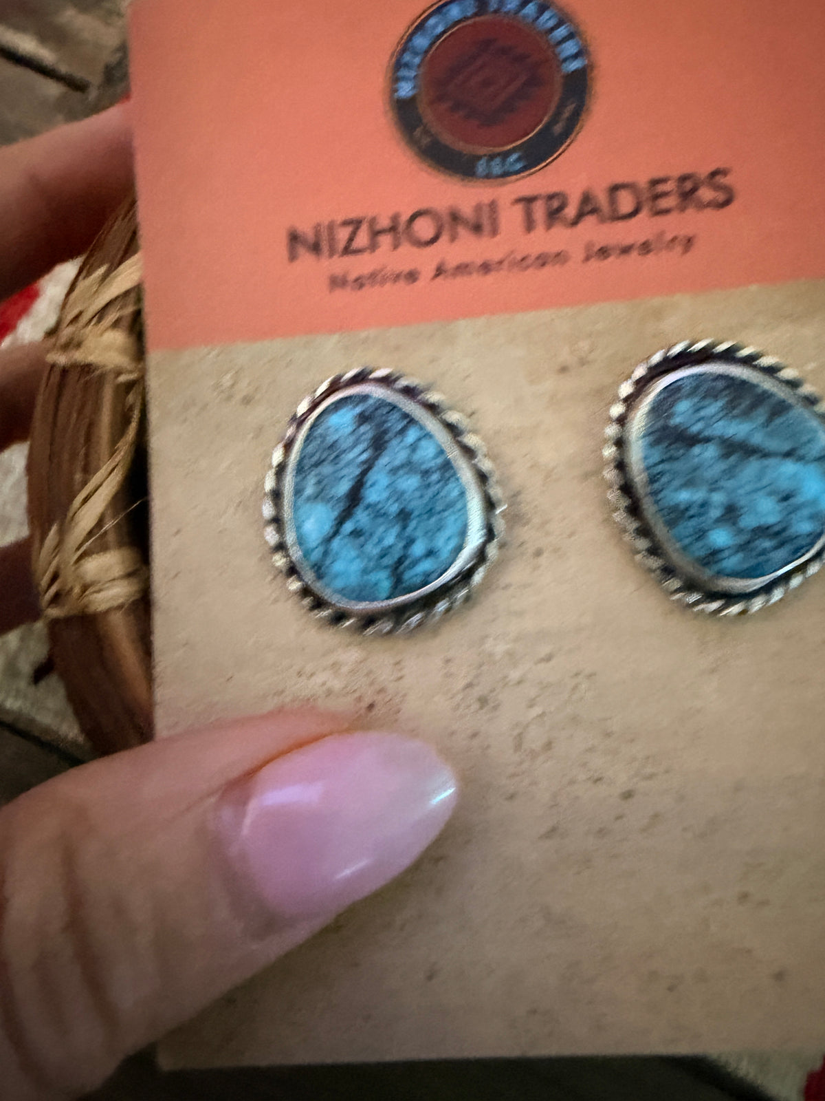 Handcrafted Turquoise & Sterling Silver Post Earrings