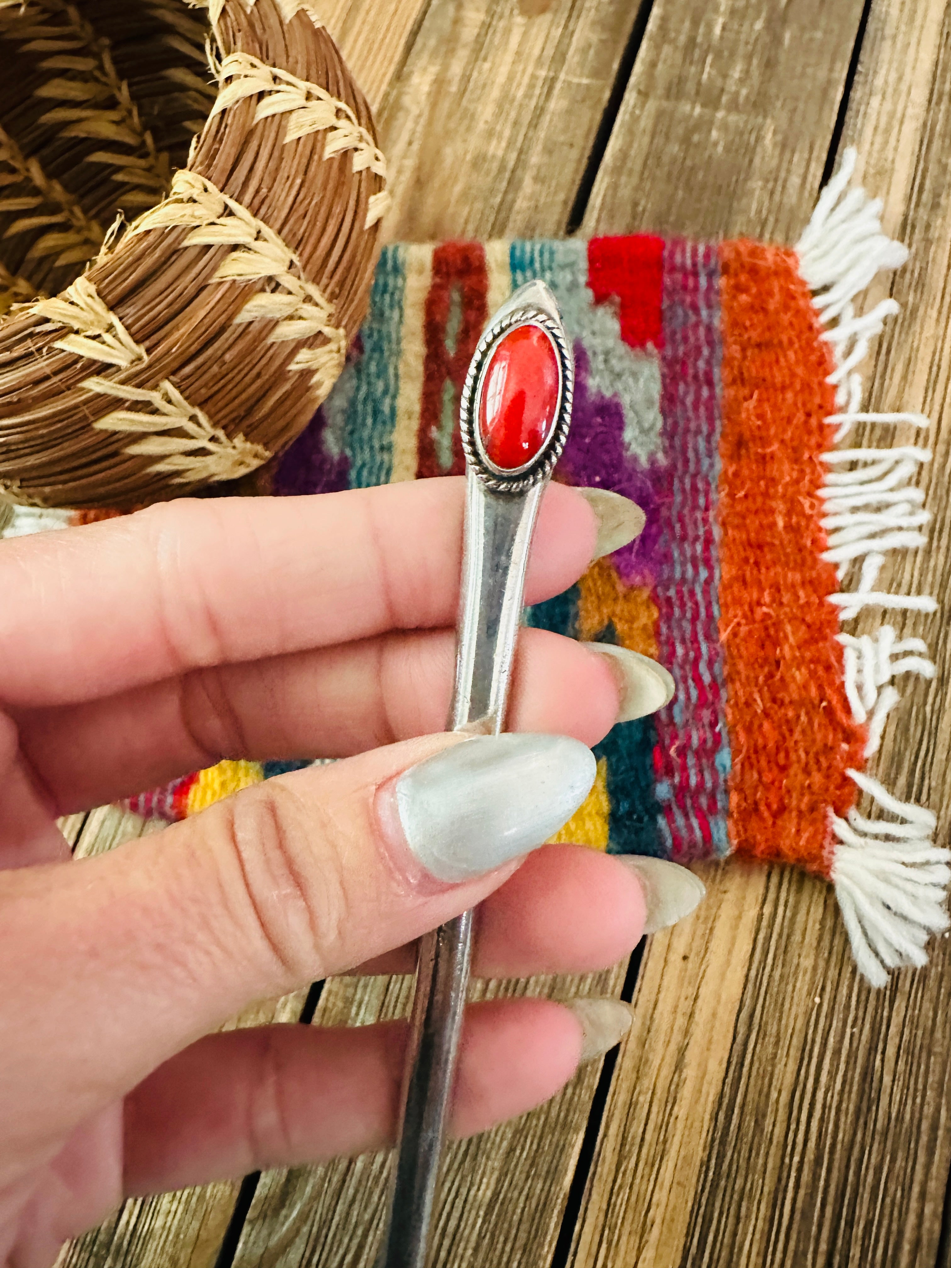 Handcrafted Old Pawn Coral & Sterling Silver Letter Opener
