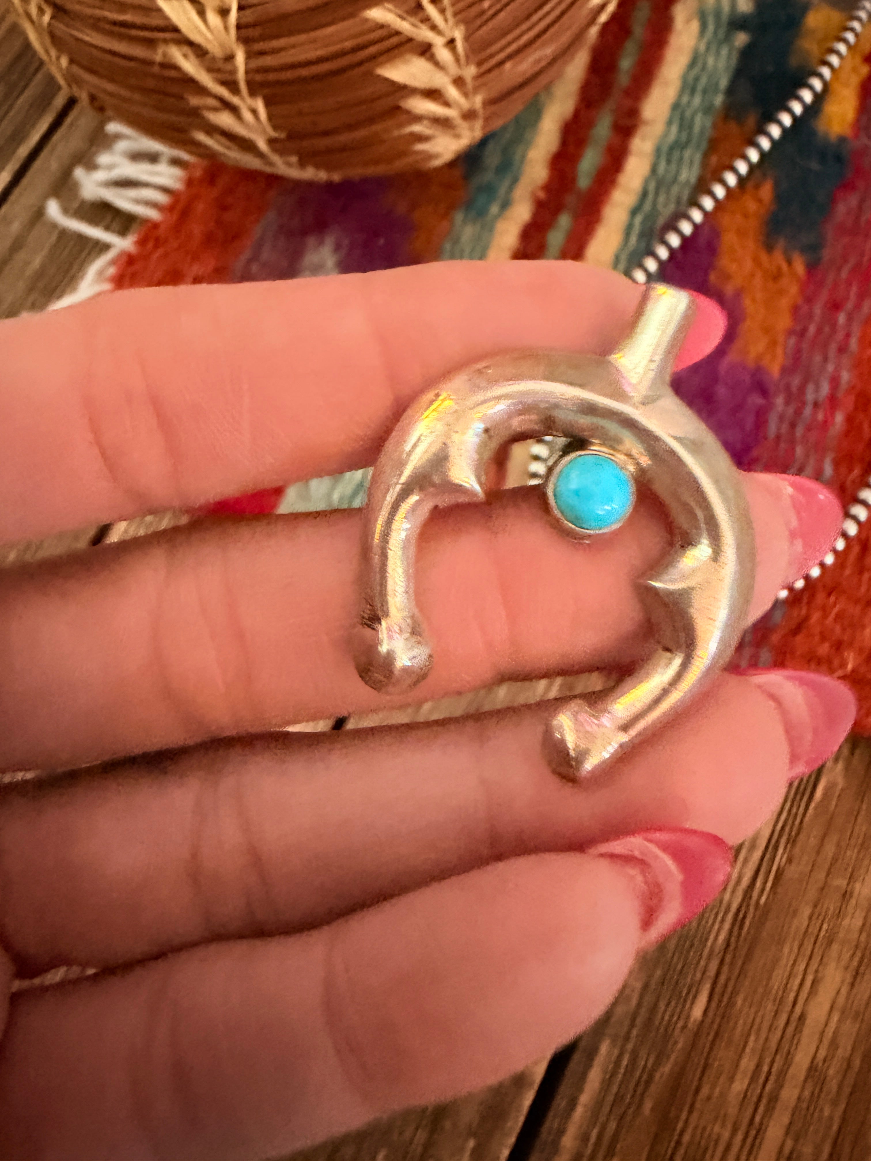 Handcrafted Sterling Silver & Turquoise Naja Pendant