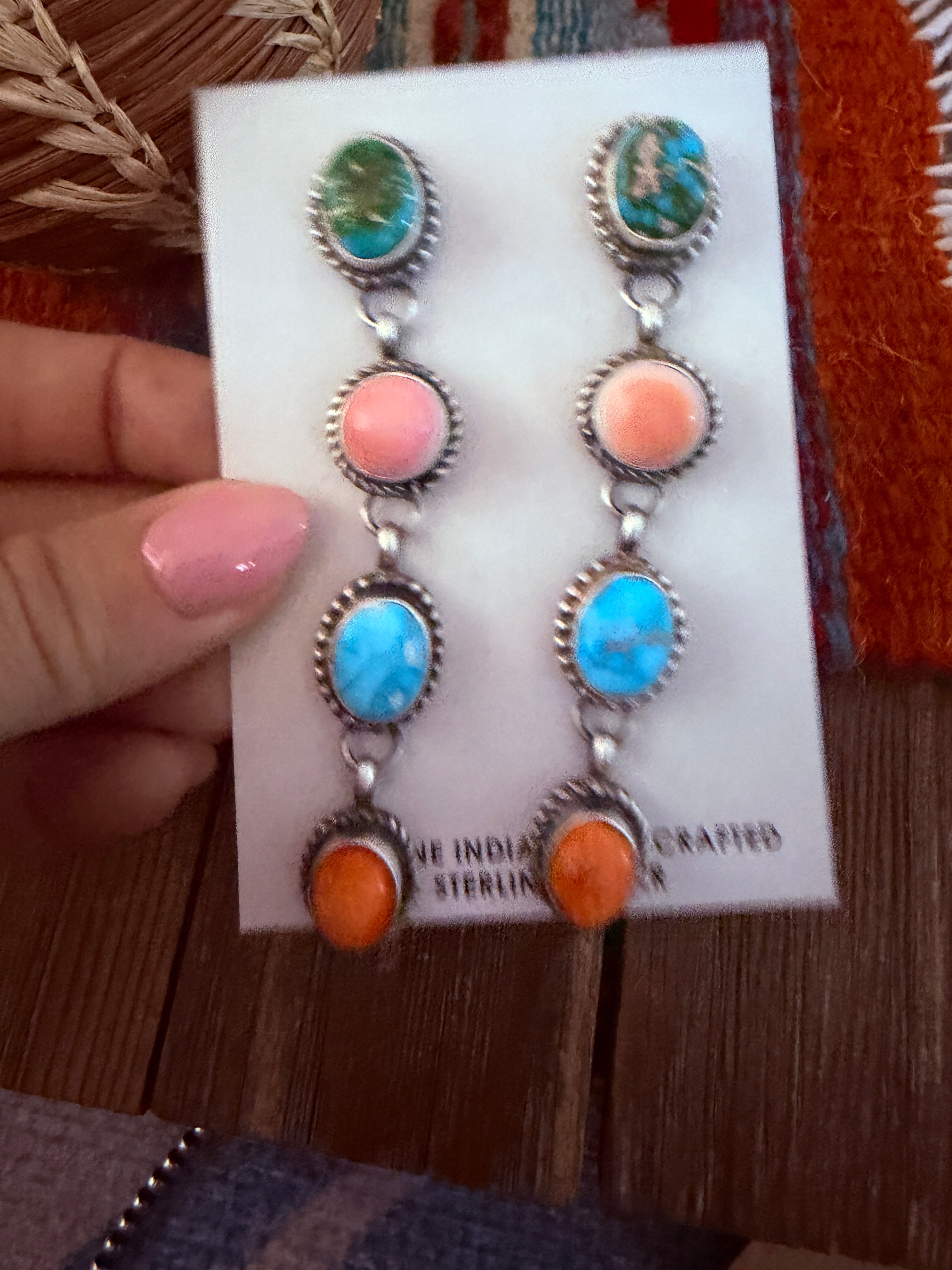 Handcrafted Multi Stone & Sterling Silver Dangle Earrings by Vicky Hicks