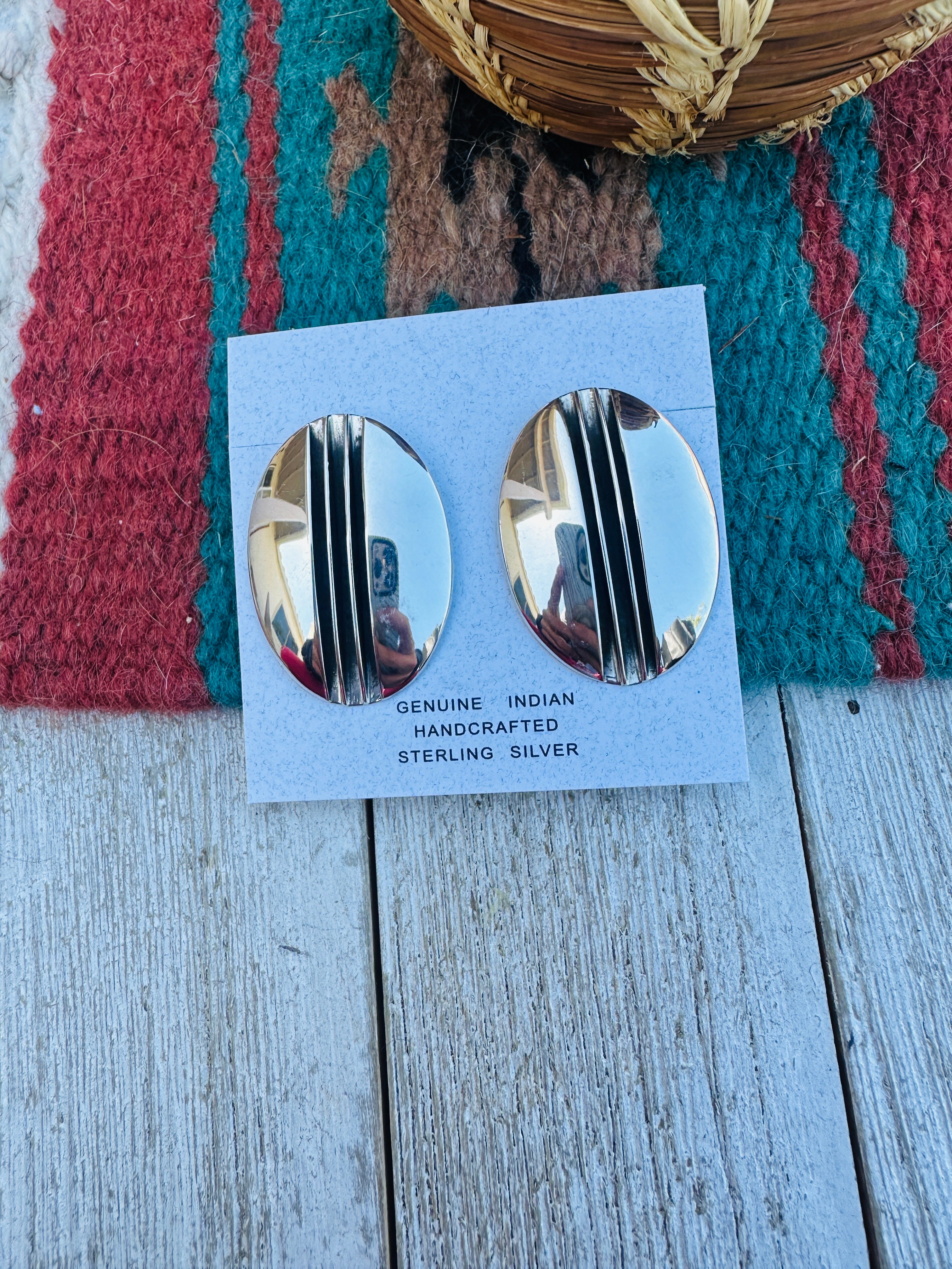 Handcrafted Hand Stamped Sterling Silver Post Earrings