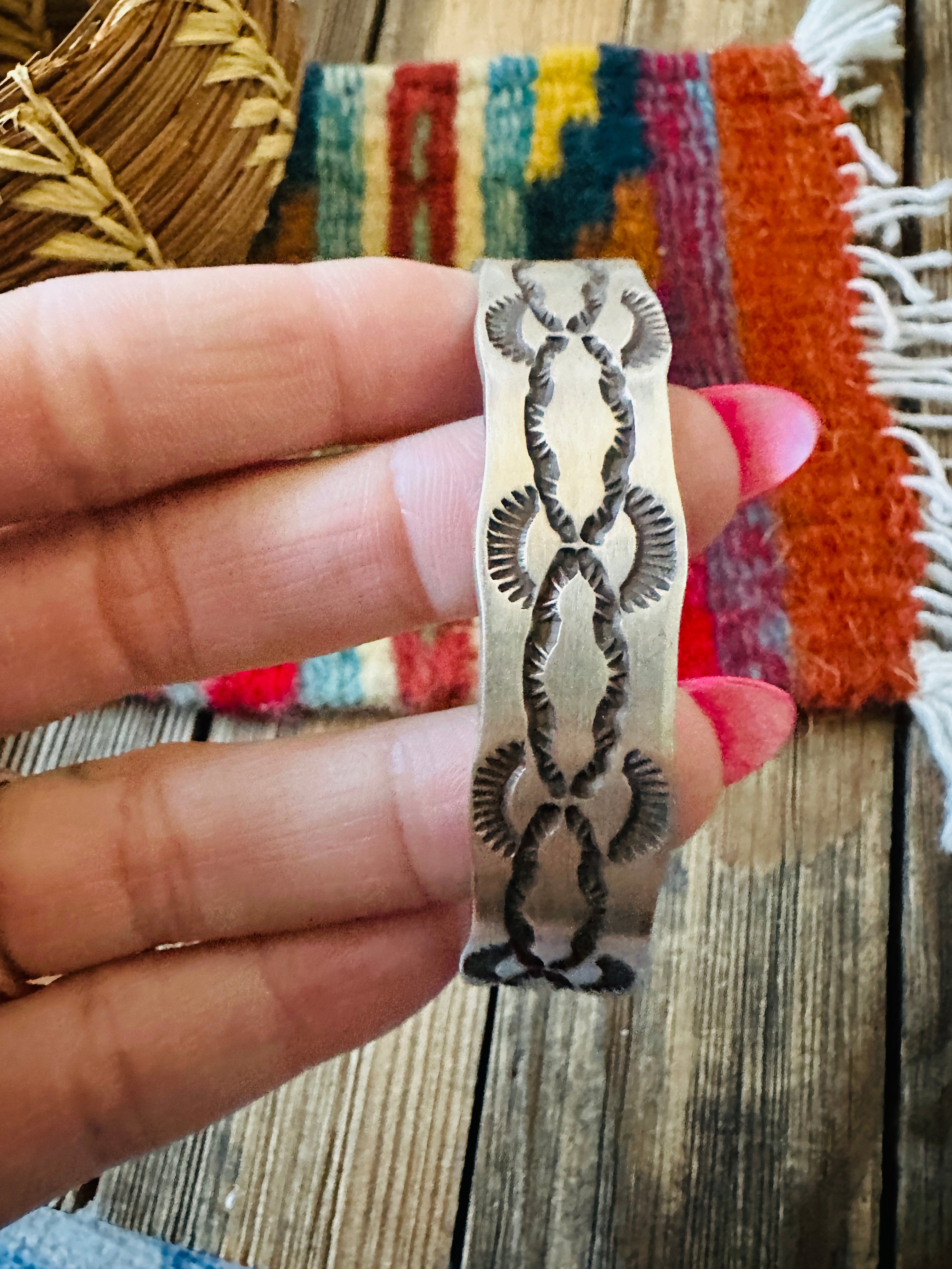 Handcrafted Old Pawn Sterling Silver Cuff Bracelet