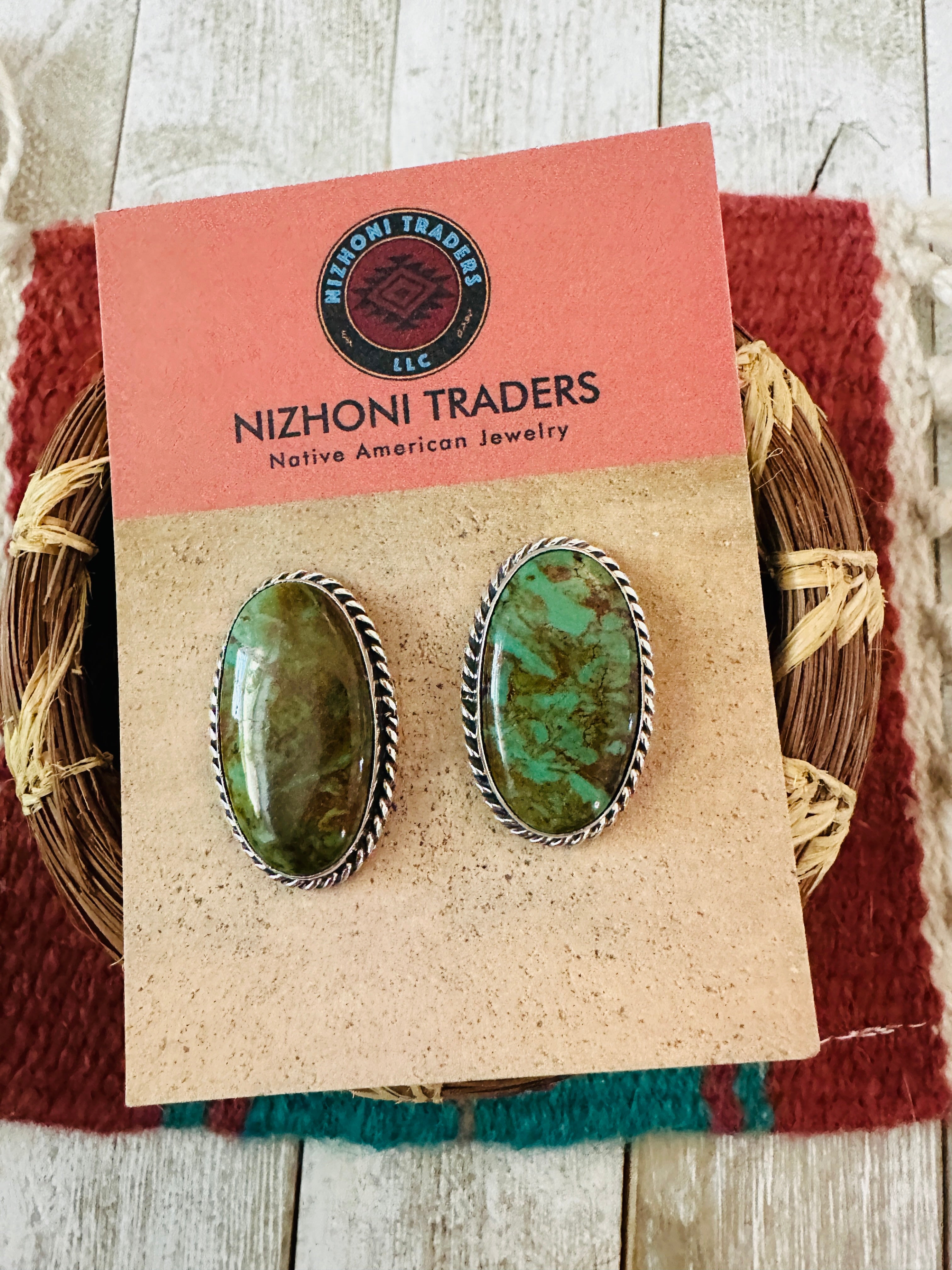 Handcrafted Turquoise & Sterling Silver Post Earrings