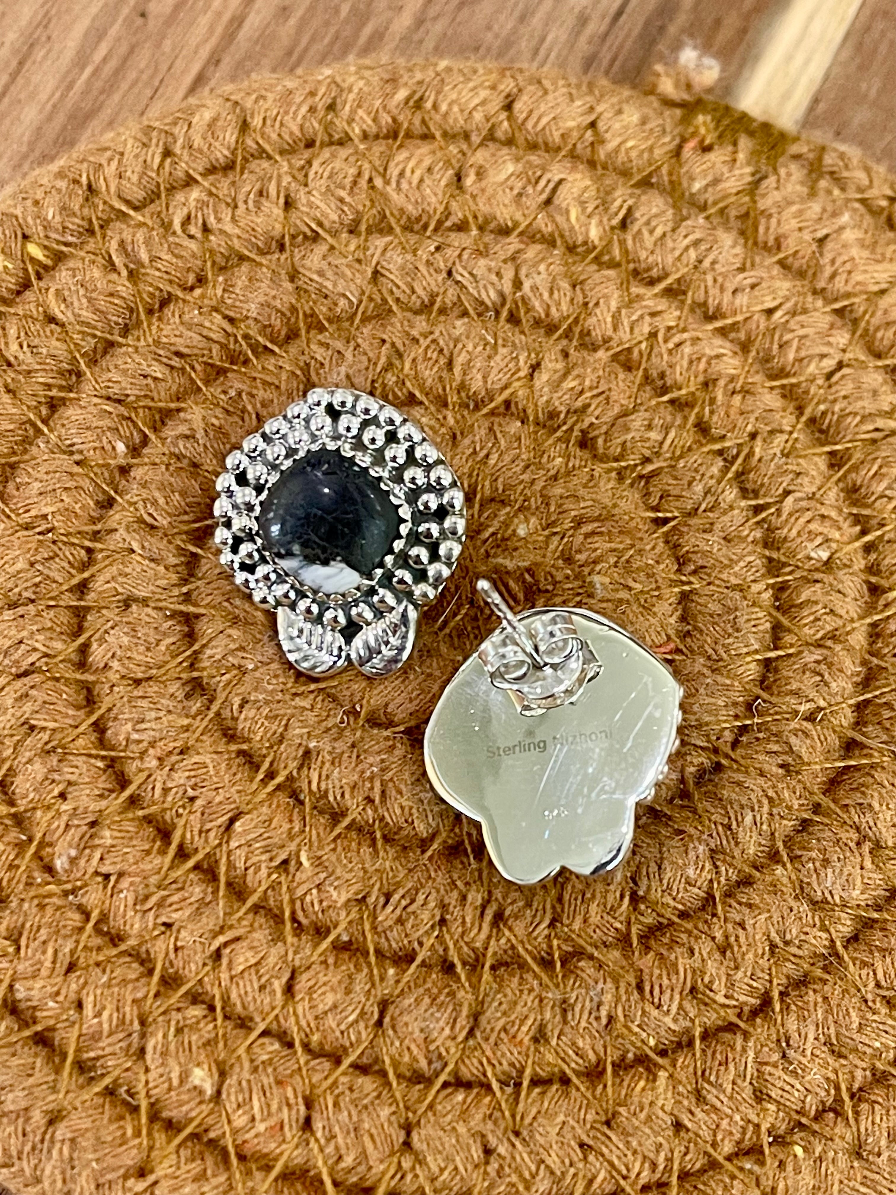 Handcrafted Sterling Silver & White Buffalo Stud Earrings