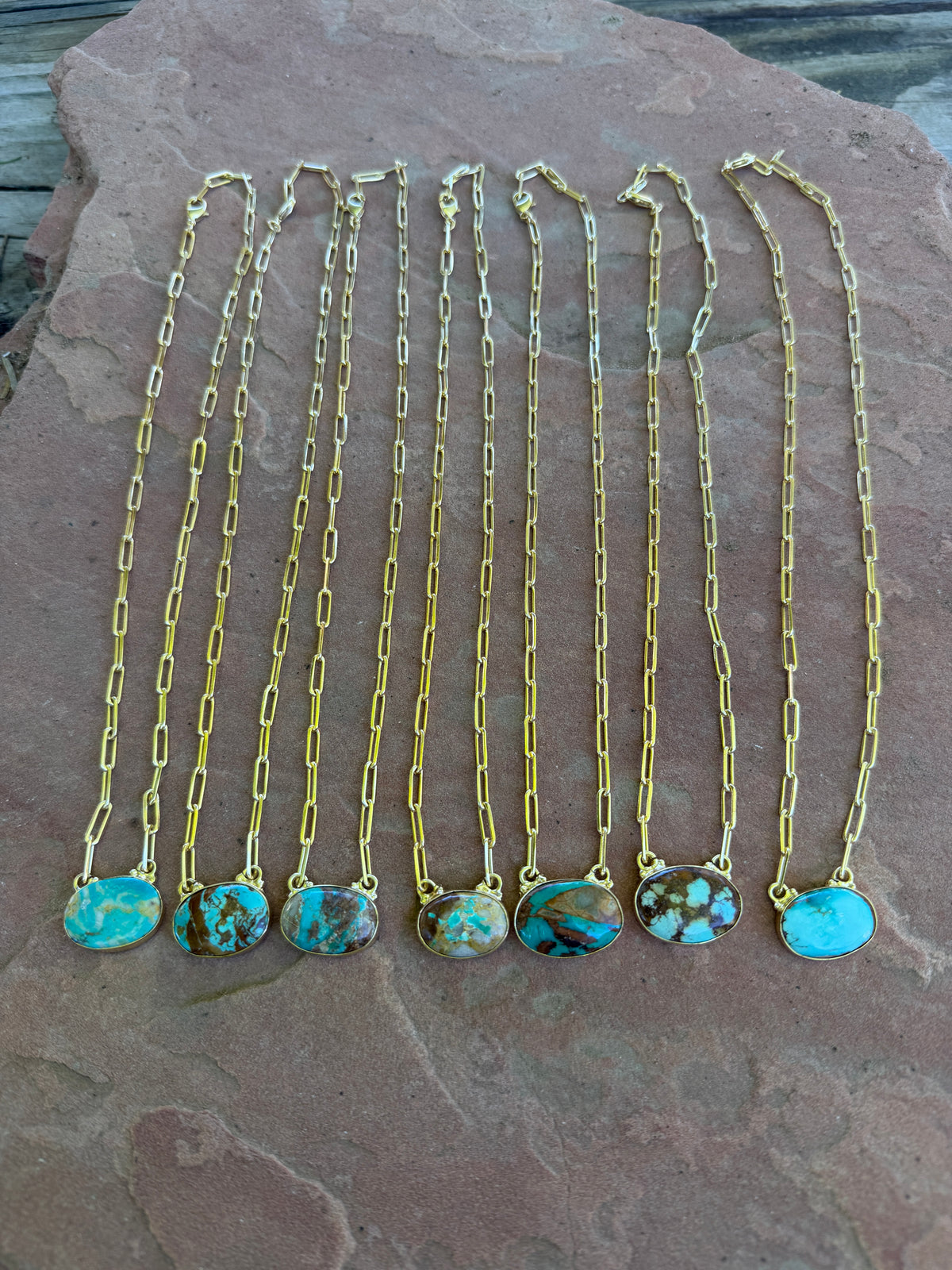 “The Golden Collection” Handmade Sterling Silver Gold Overlay Ribbon Royston Turquoise Bar Necklace Signed Nizhoni