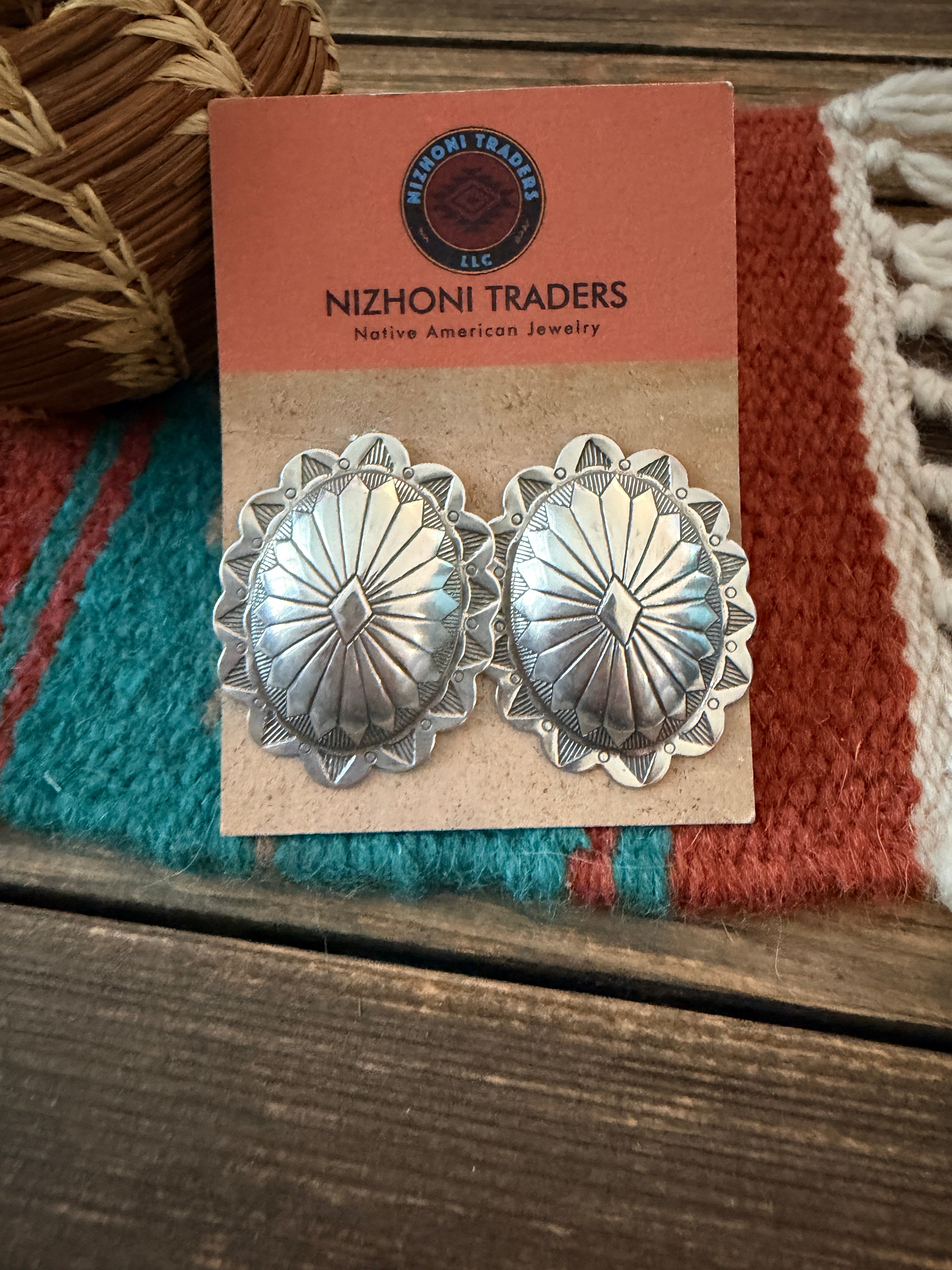 Handcrafted Sterling Silver Concho Post Earrings