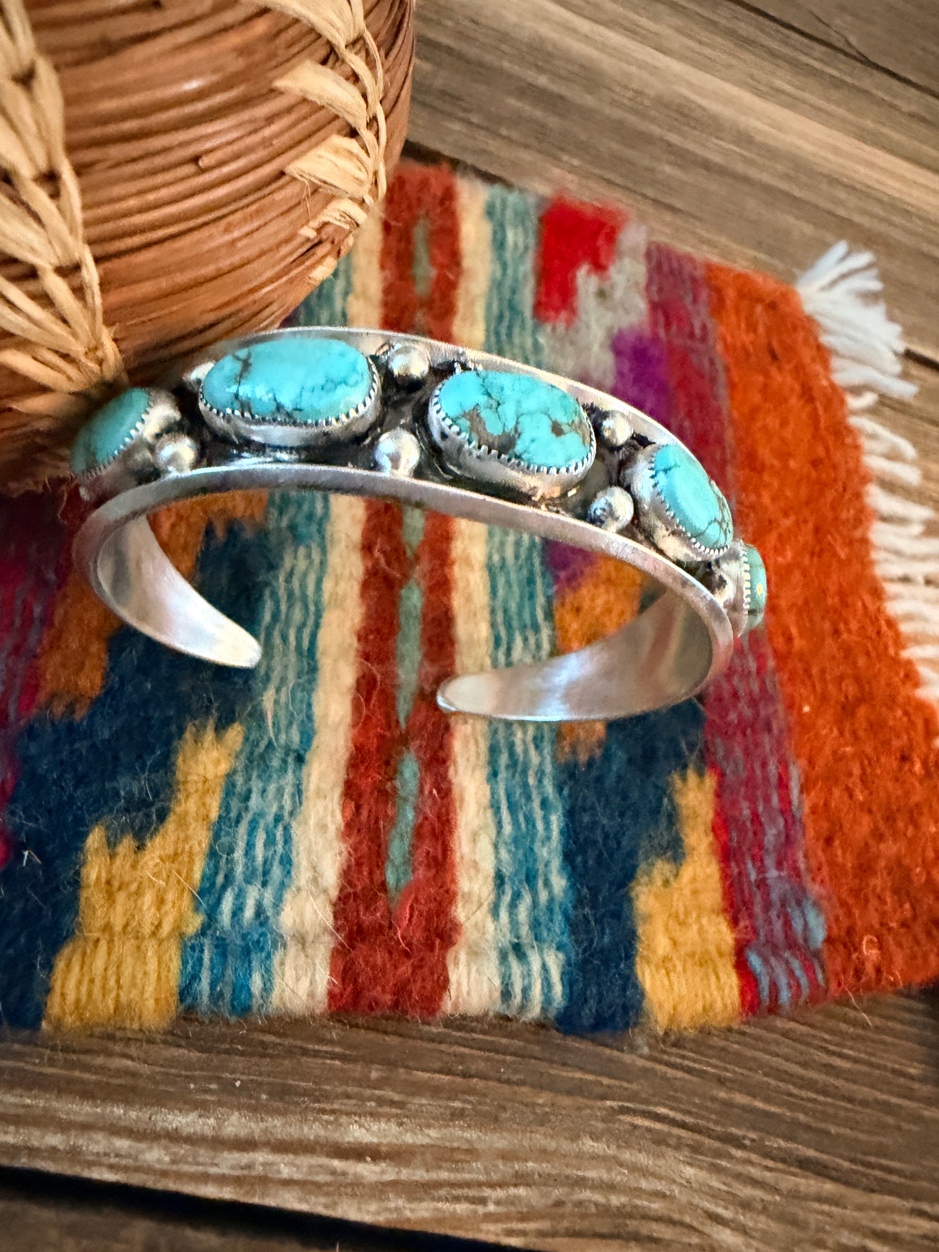 Handcrafted Royston Turquoise & Sterling Silver Cuff Bracelet by Paul Largo