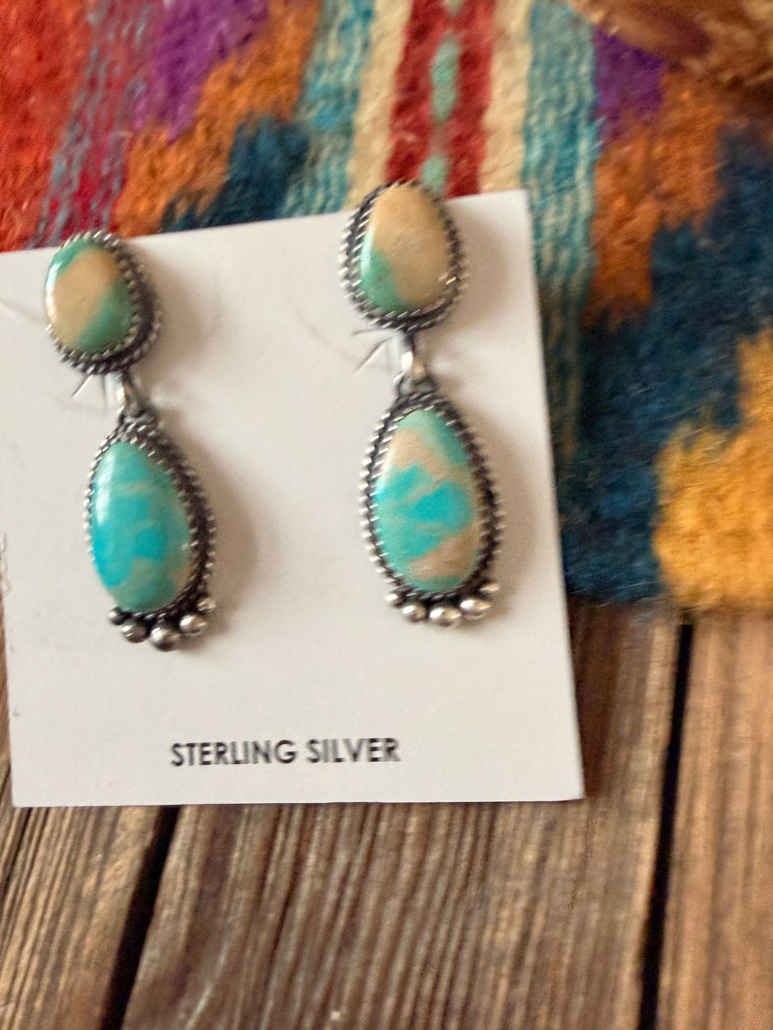 Handcrafted Turquoise & Sterling Silver Dangle Earrings