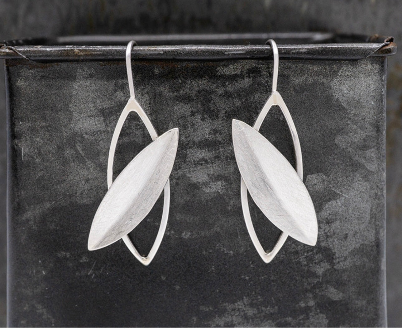 Scoured Leaf Over Wire Frame Earrings