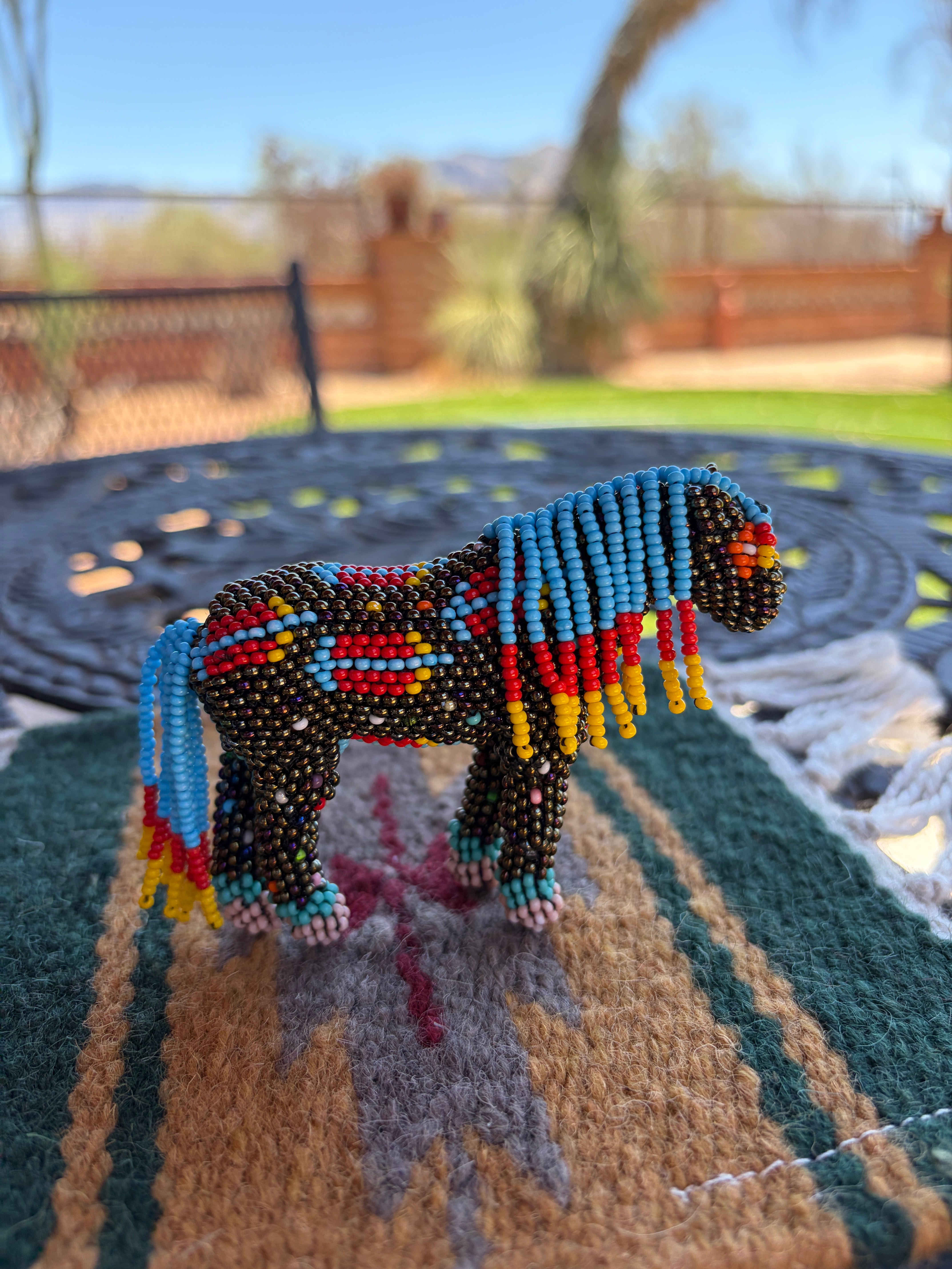 Handmade Peyote Stitched Horse Figurine- Gold 2