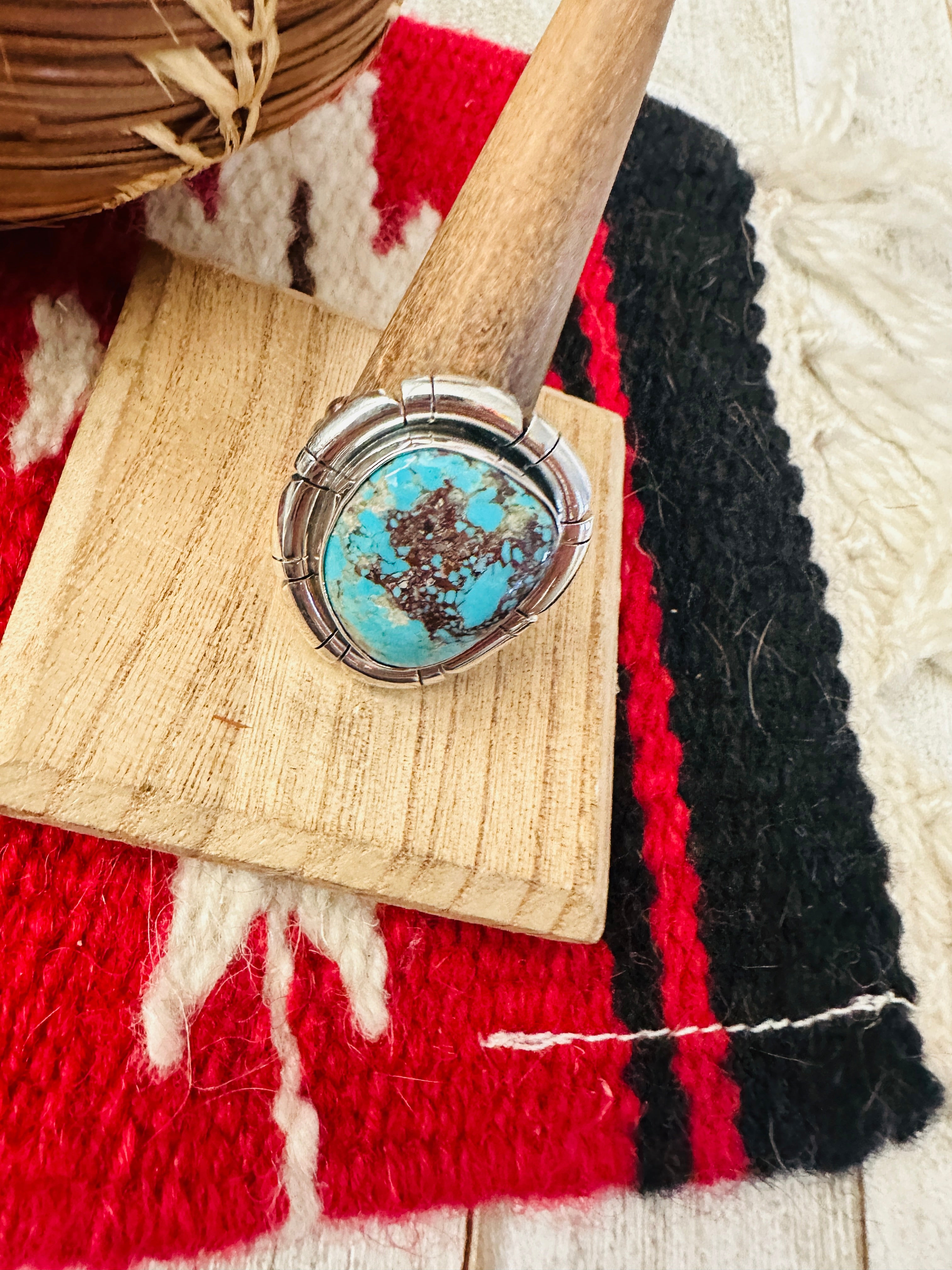 Handcrafted Sterling Silver & Turquoise Adjustable Ring