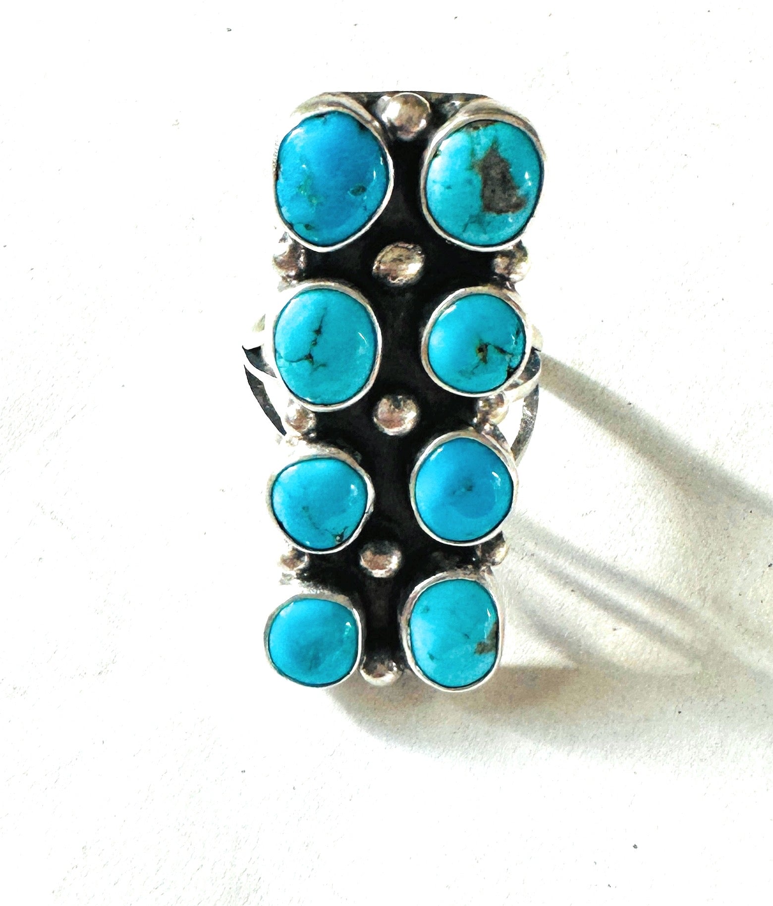 Handcrafted Kingman Turquoise & Sterling Silver Ring Size 9.5