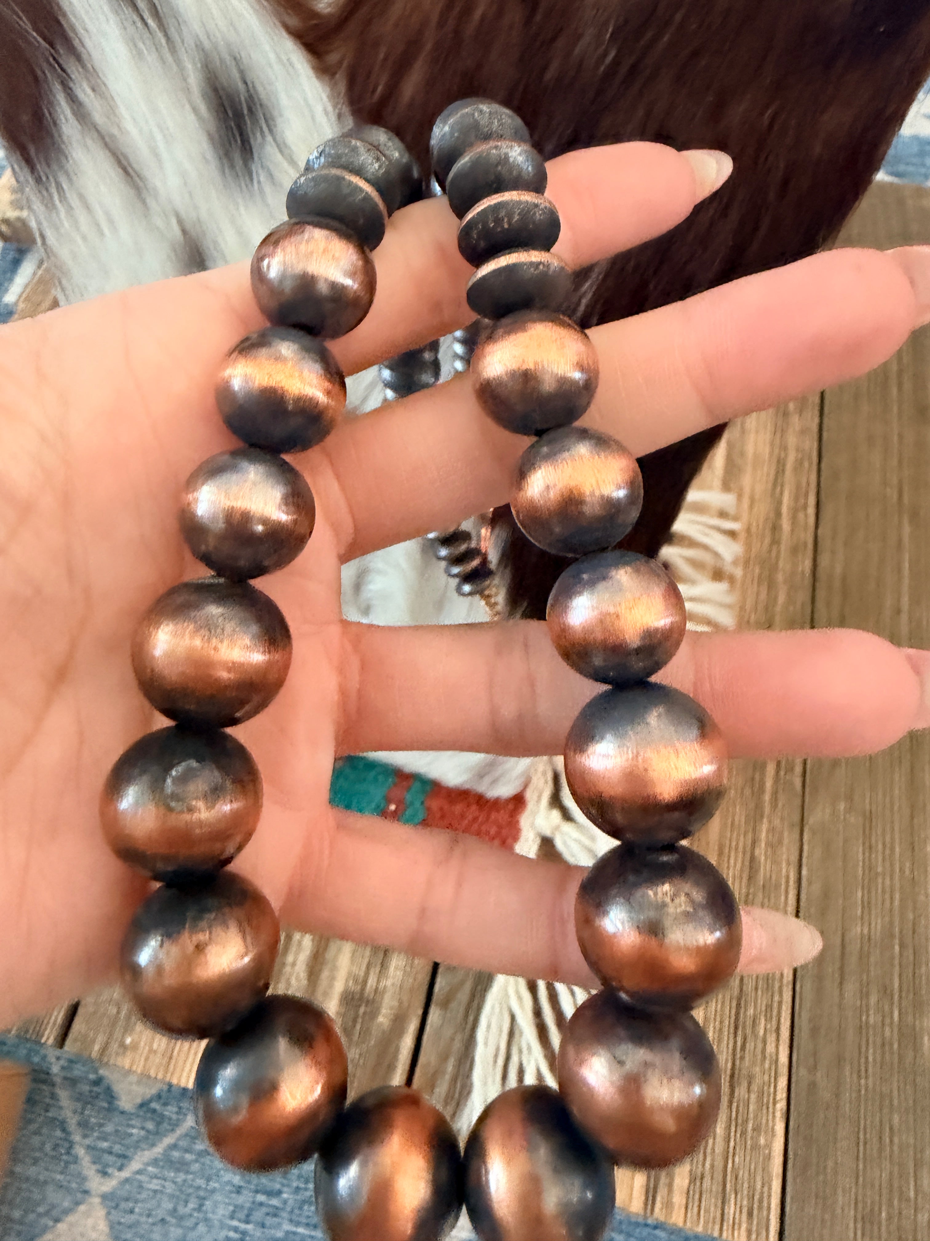 Handcrafted Copper Beaded 20” Necklace