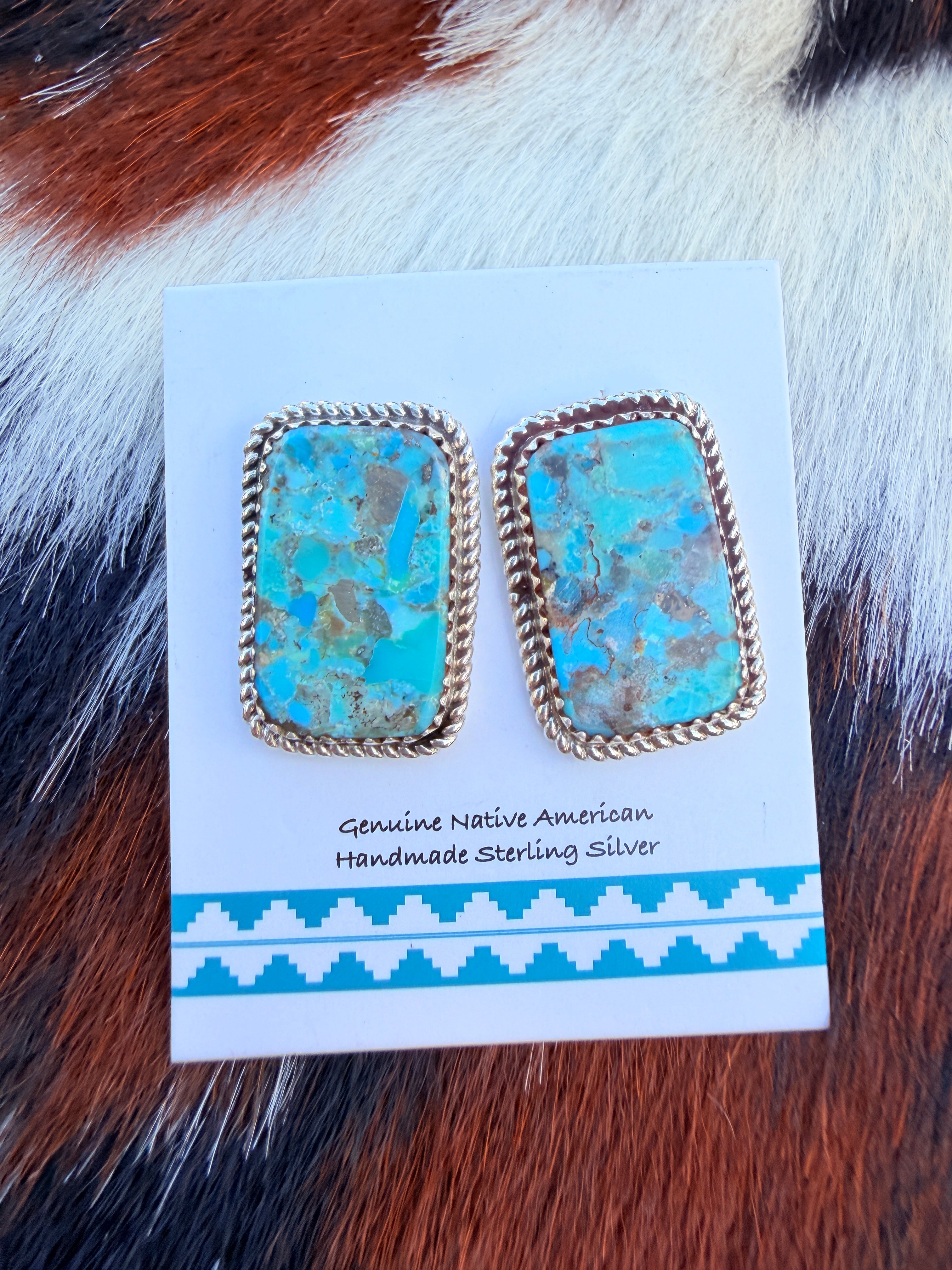 Handcrafted Turquoise & Sterling Silver Post Earrings