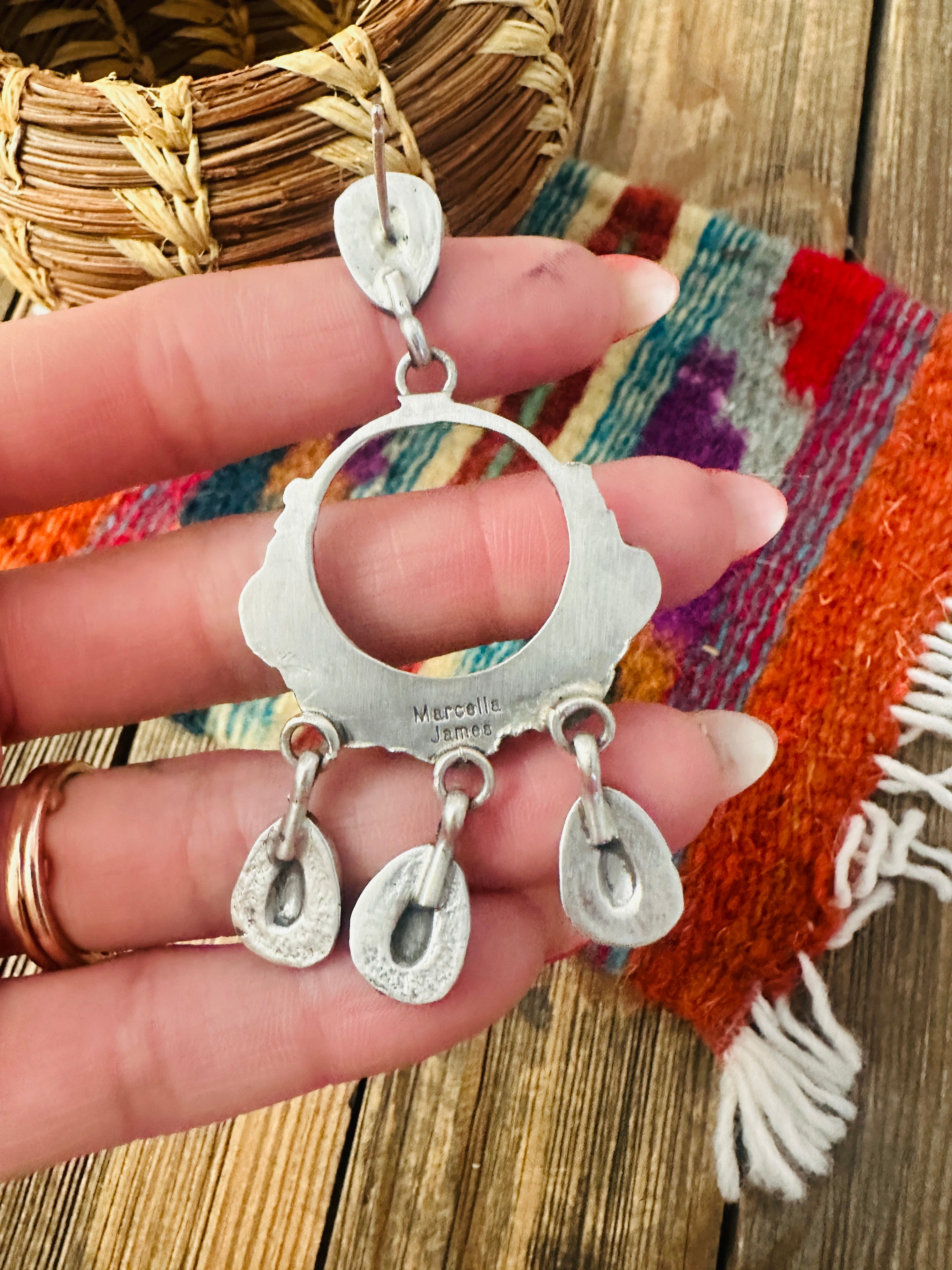 Handcrafted Queen Pink Conch & Sterling Silver Dangle Earrings by Marcella James