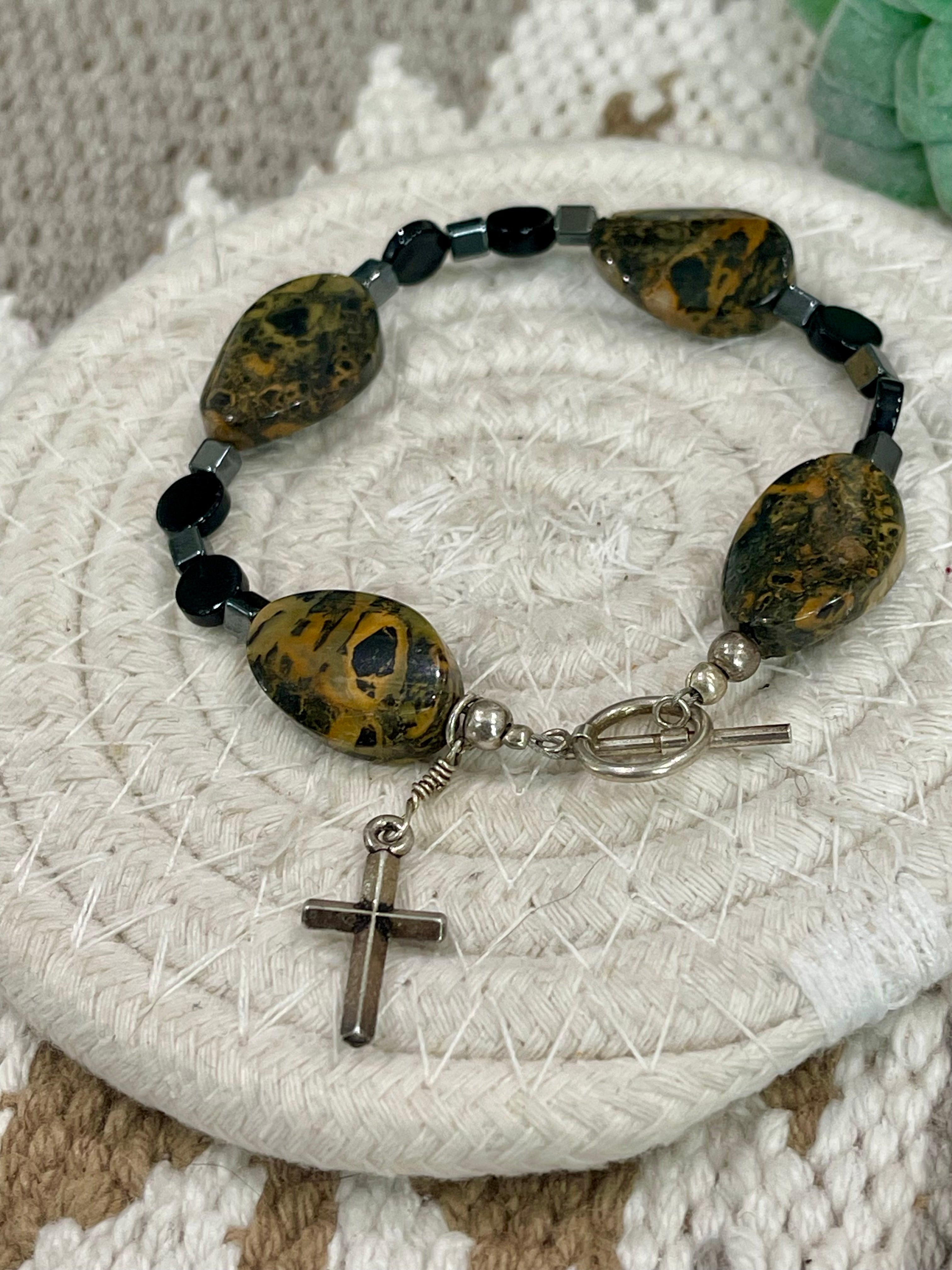 The Bijoux Vault Vintage Beaded Cross Bracelet