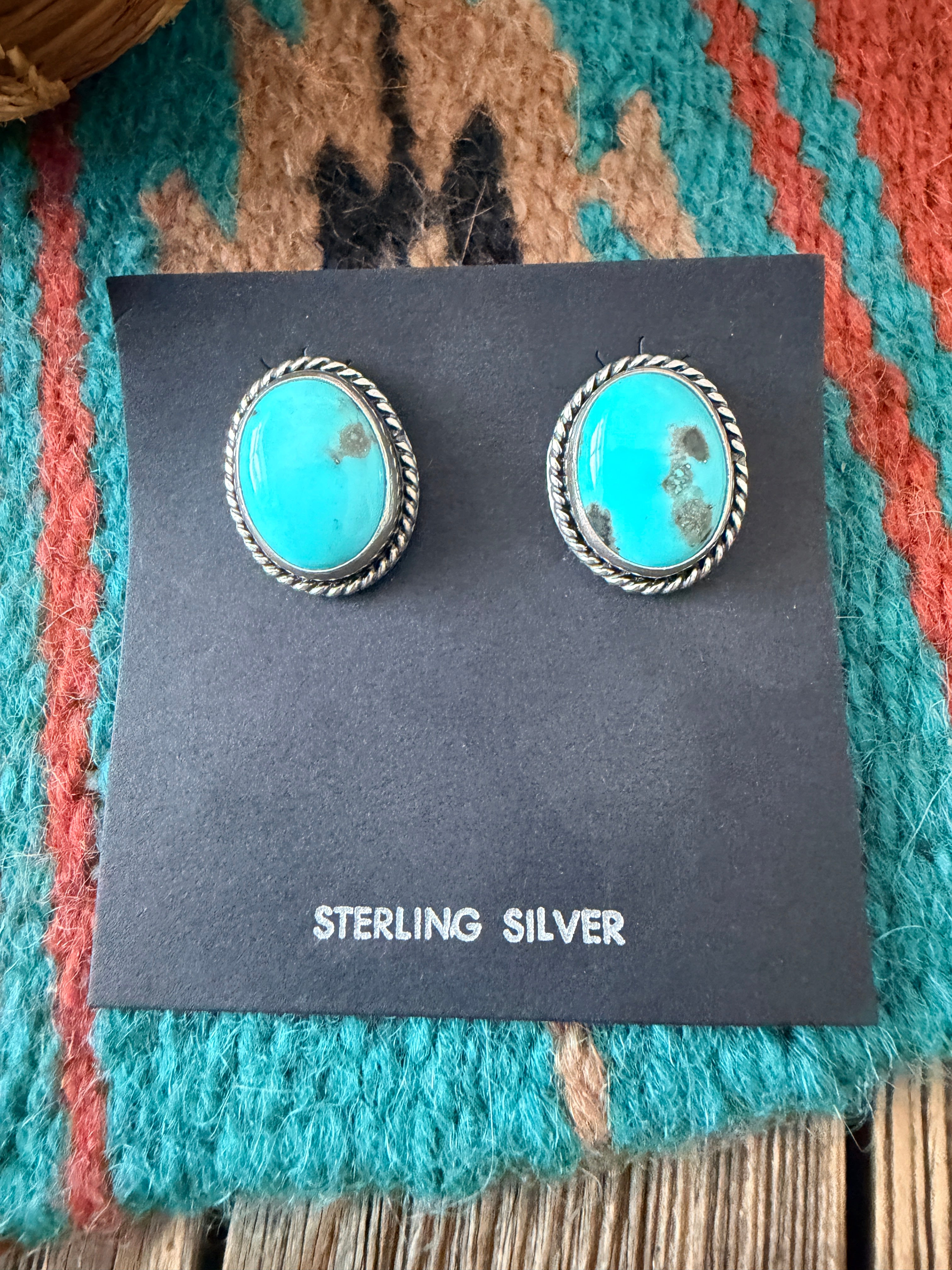 Handcrafted Turquoise & Sterling Silver Post Earrings