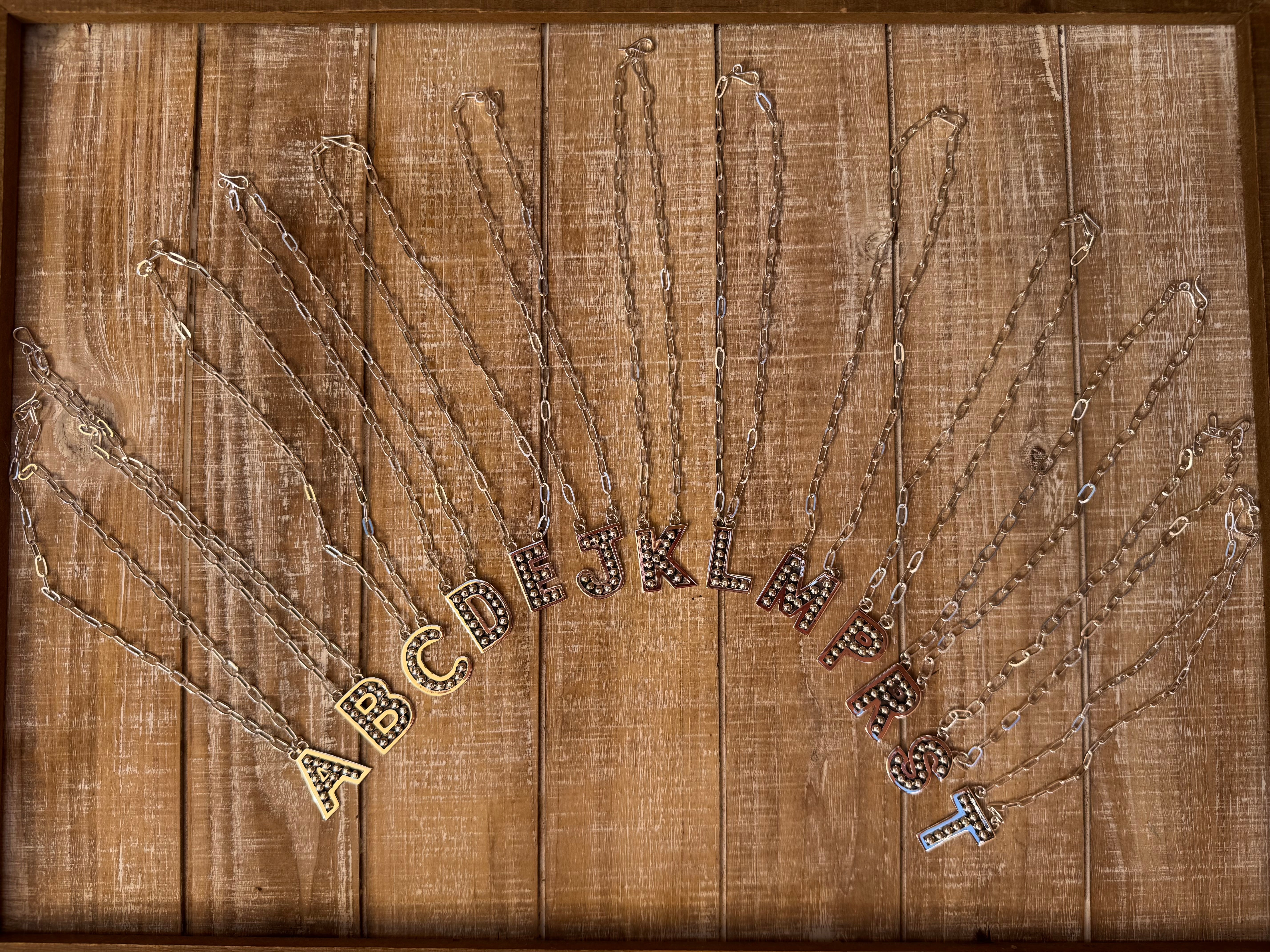 Handmade Sterling Silver Paper Clip Ball Letter Necklace