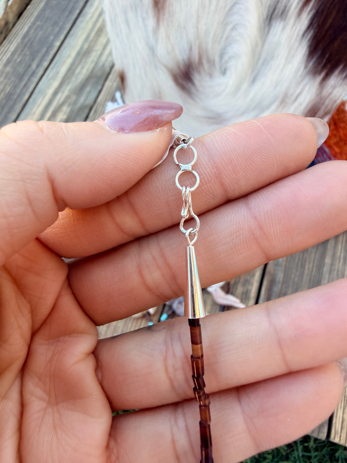 Handcrafted Sterling Silver & Beaded Fetish 27” Necklace