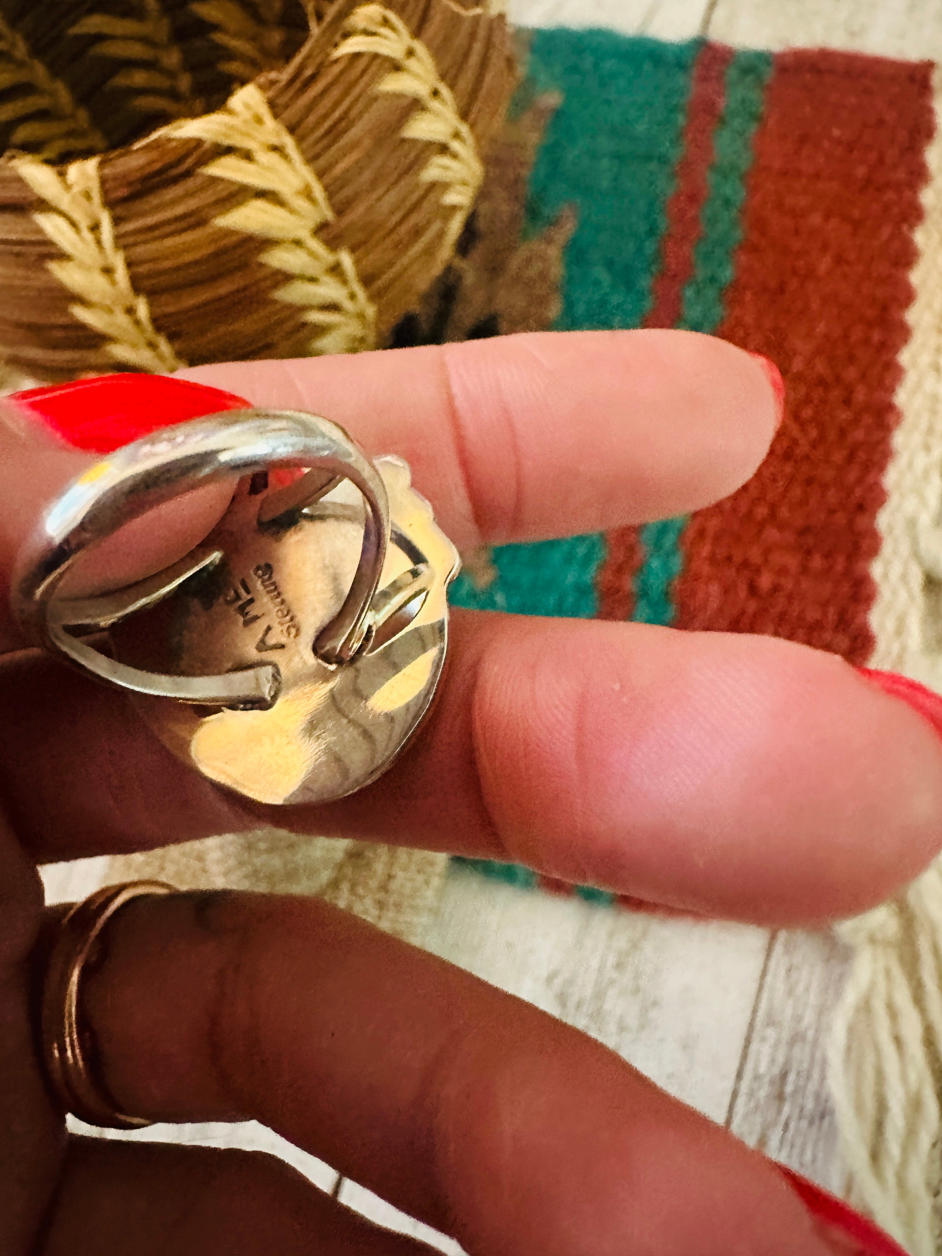 Handcrafted Turquoise & Sterling Silver Ring Size 6