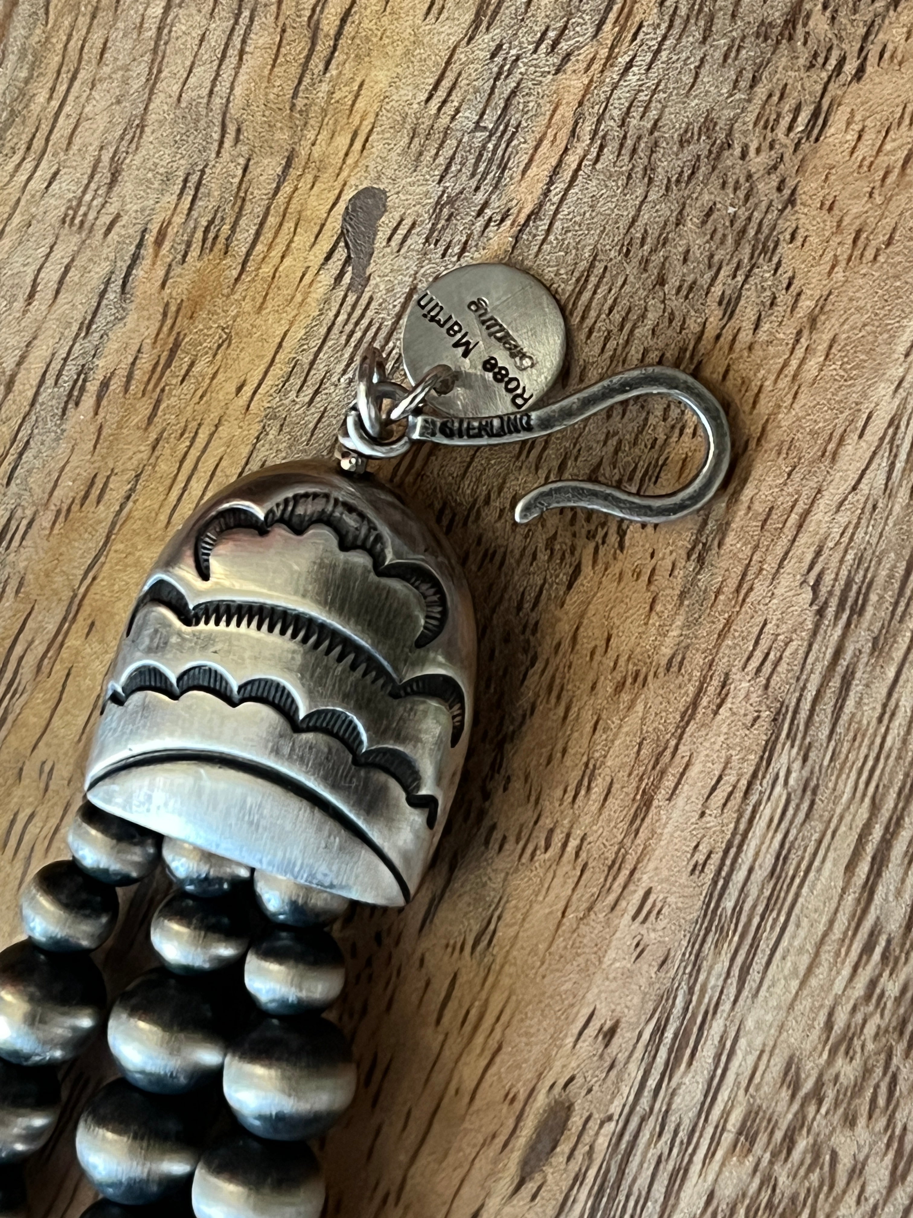 Rose Martin Handcrafted Triple Strand Sterling Silver, Purple Spiny Oyster and Kingman Turquoise Bead Necklace