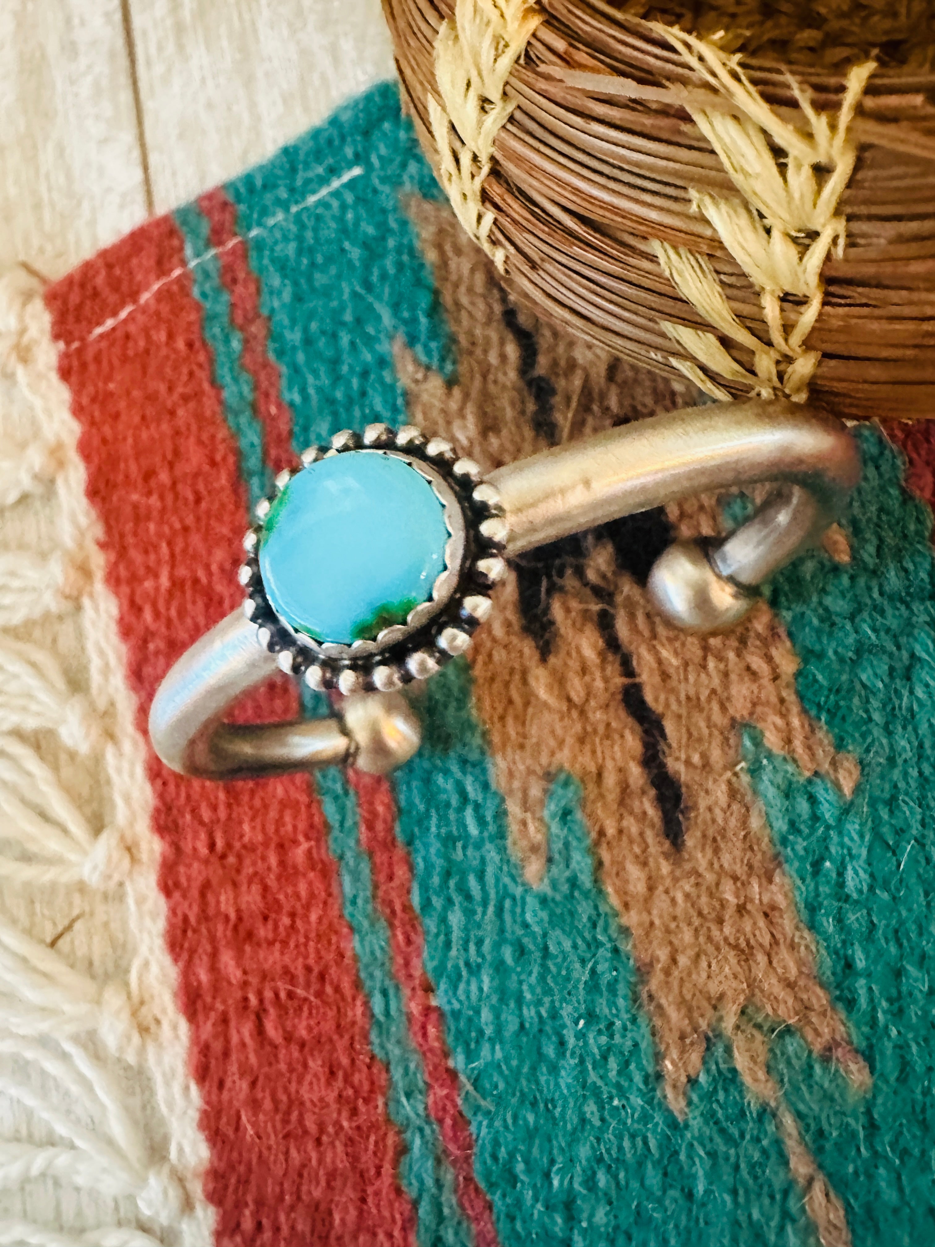 Handcrafted Sonoran Mountain Turquoise & Sterling Silver Cuff Bracelet by Russell Sam