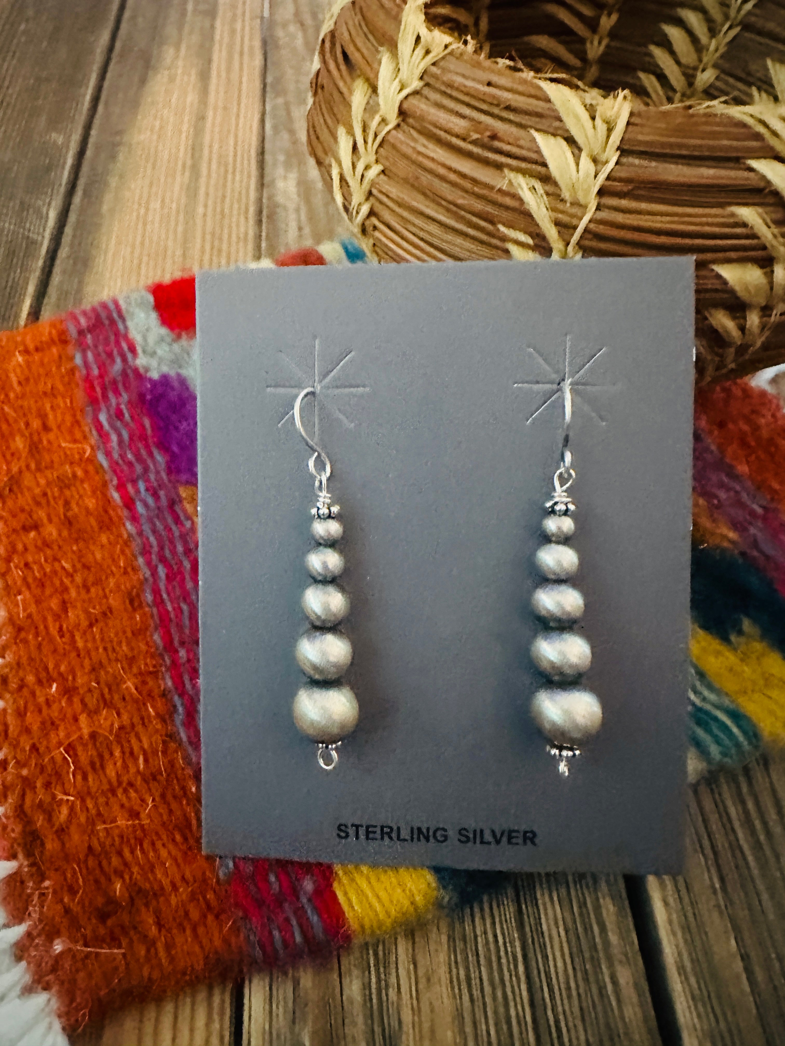 Handcrafted Sterling Silver Pearl Beaded Dangle Earrings