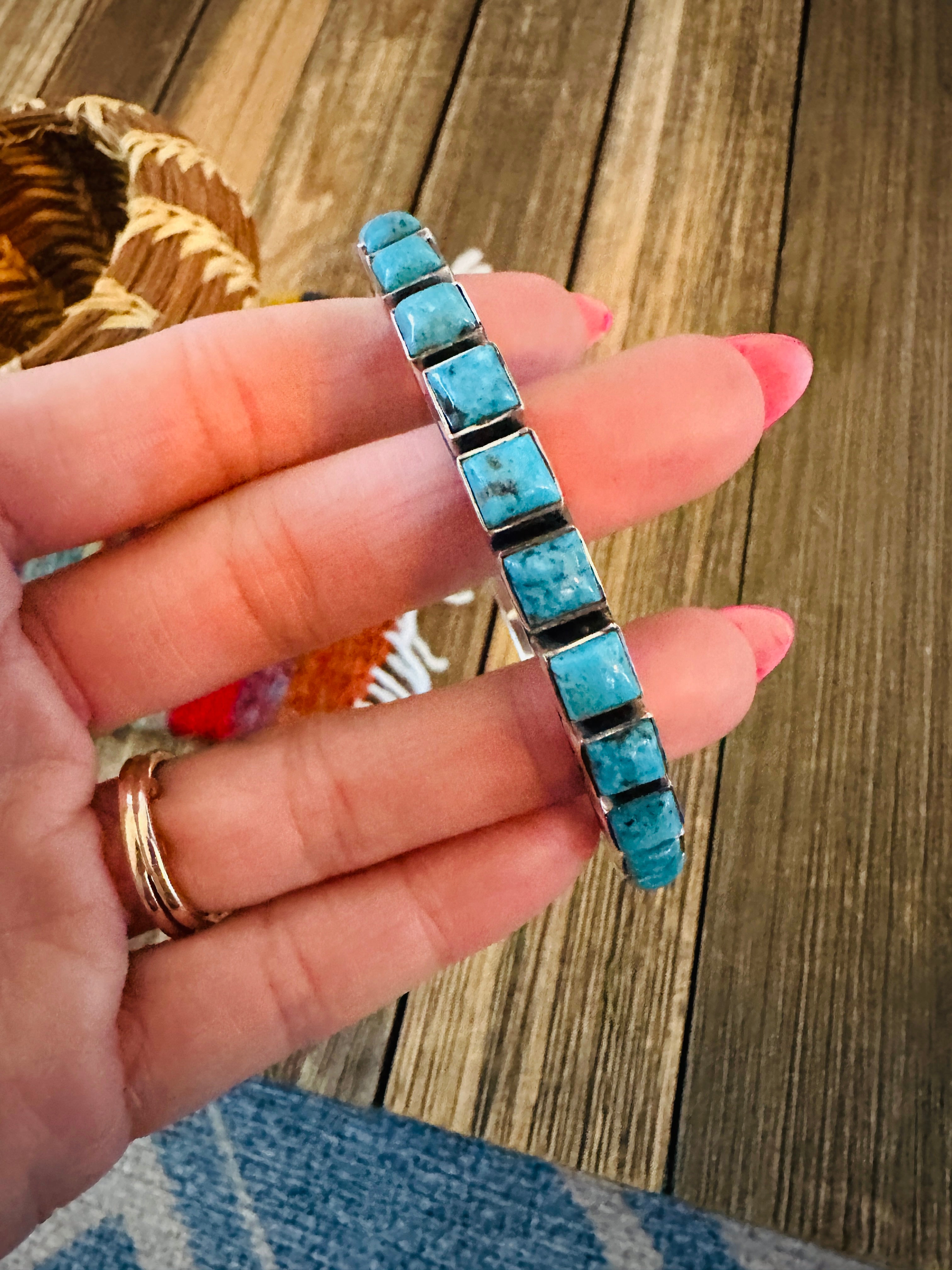 Handcrafted Turquoise & Sterling Silver Bangle Bracelet