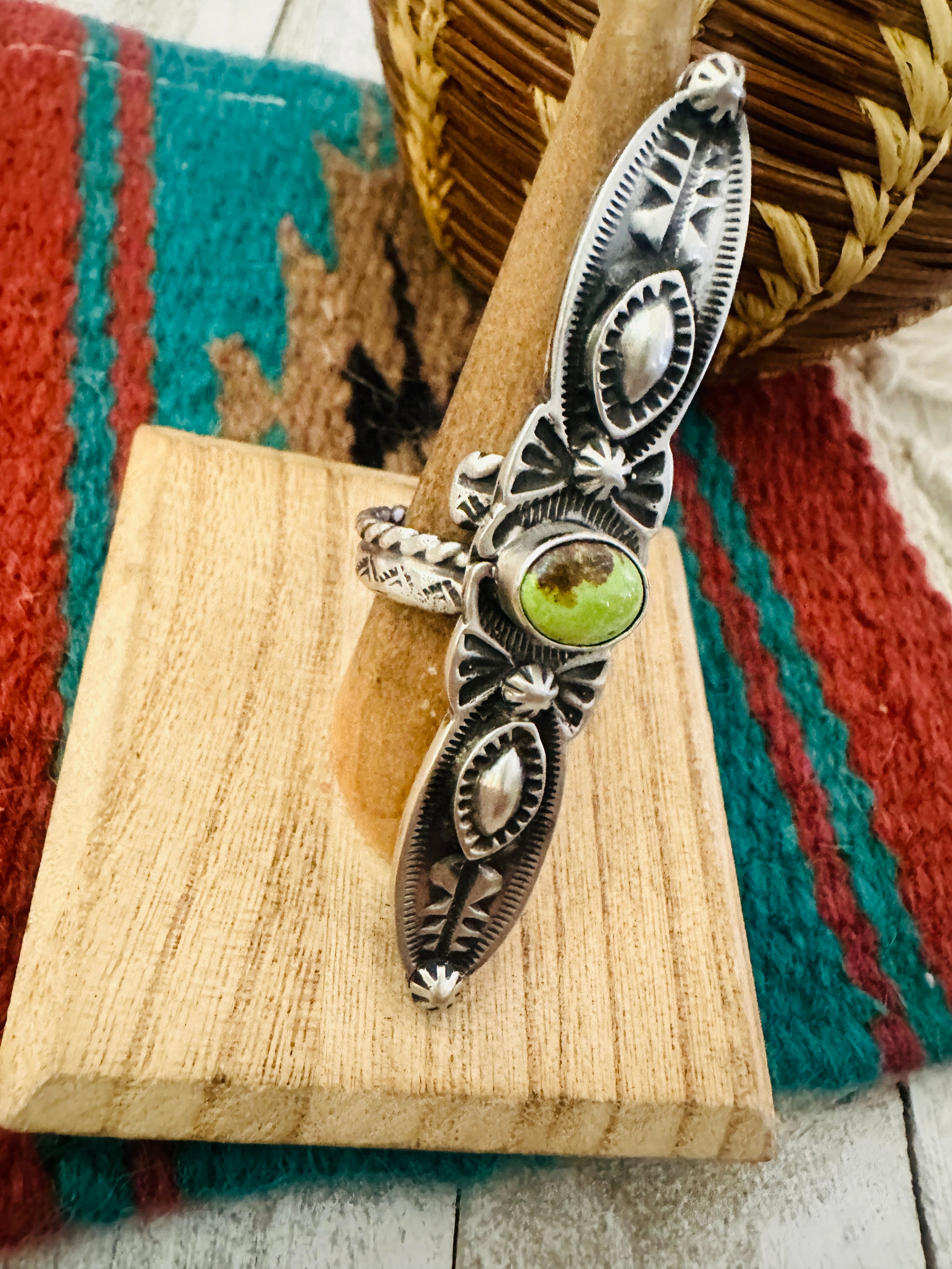 Handcrafted Sterling Silver & Turquoise Adjustable Ring