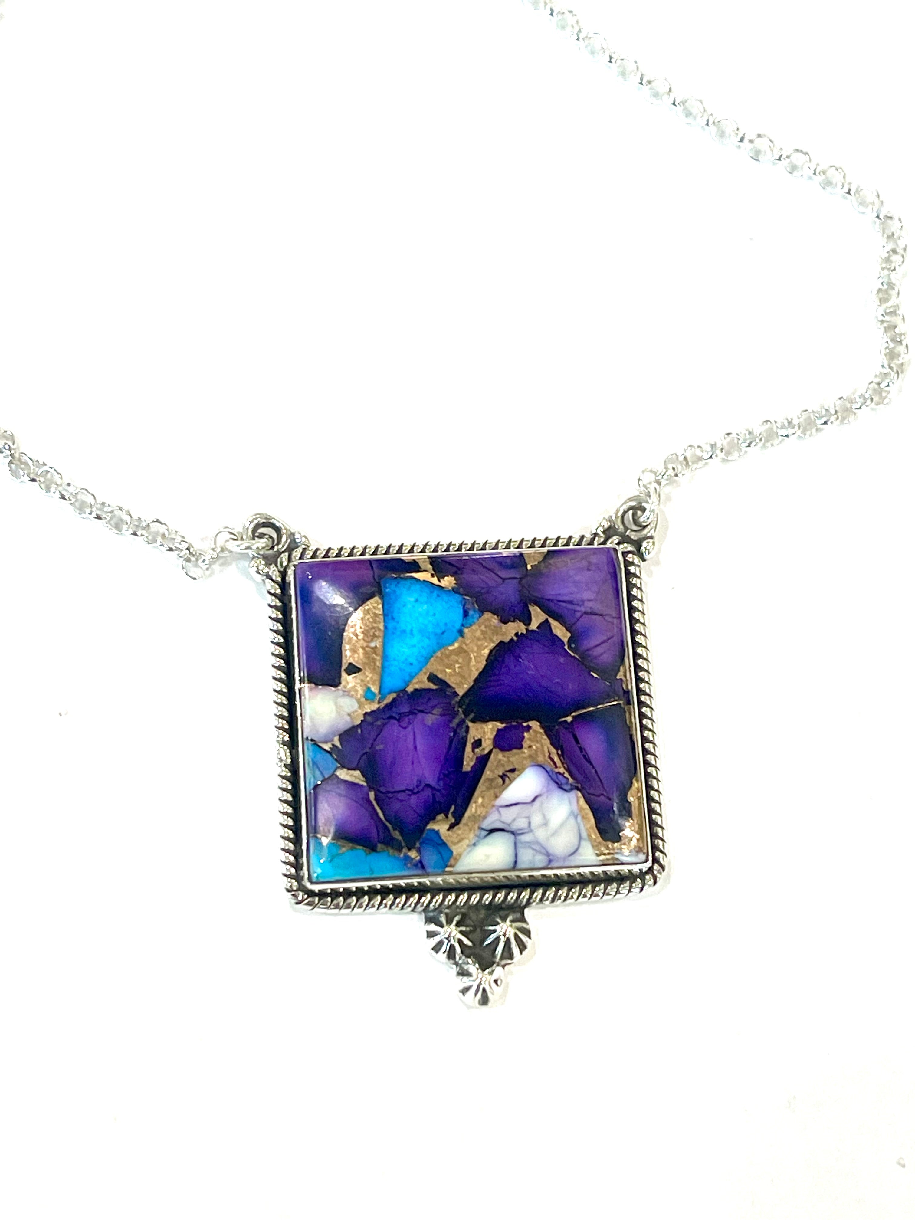 Handmade Sterling Silver & Purple Dream Mojave Heart Necklace