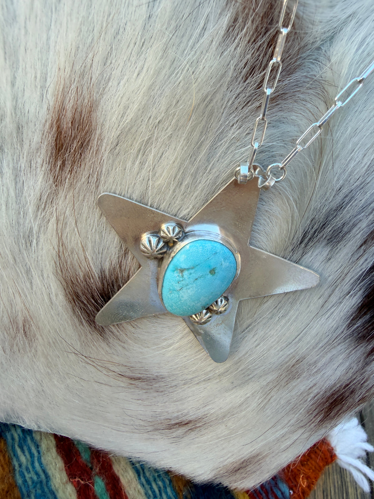 Handmade Sterling Silver & Turquoise Star Necklace
