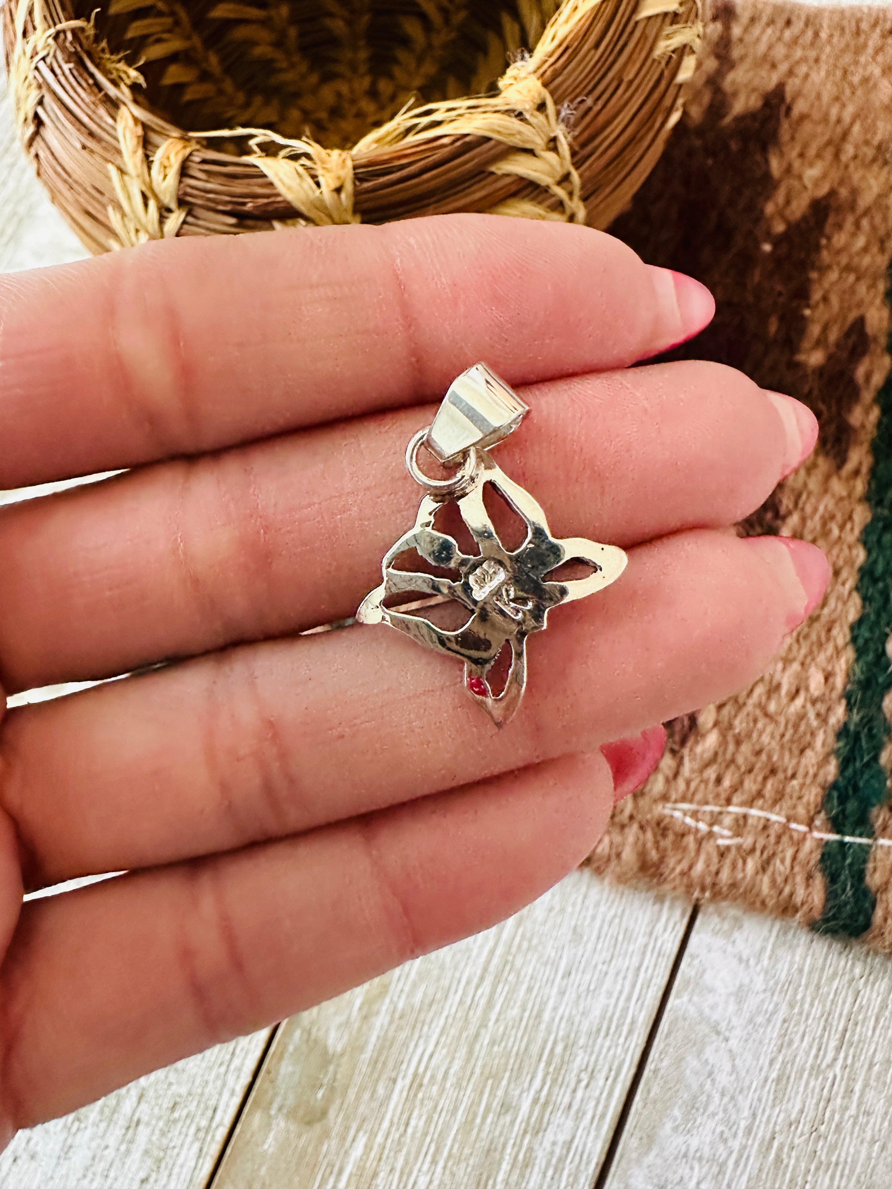 Handcrafted Turquoise & Sterling Silver Mini Butterfly Pendant