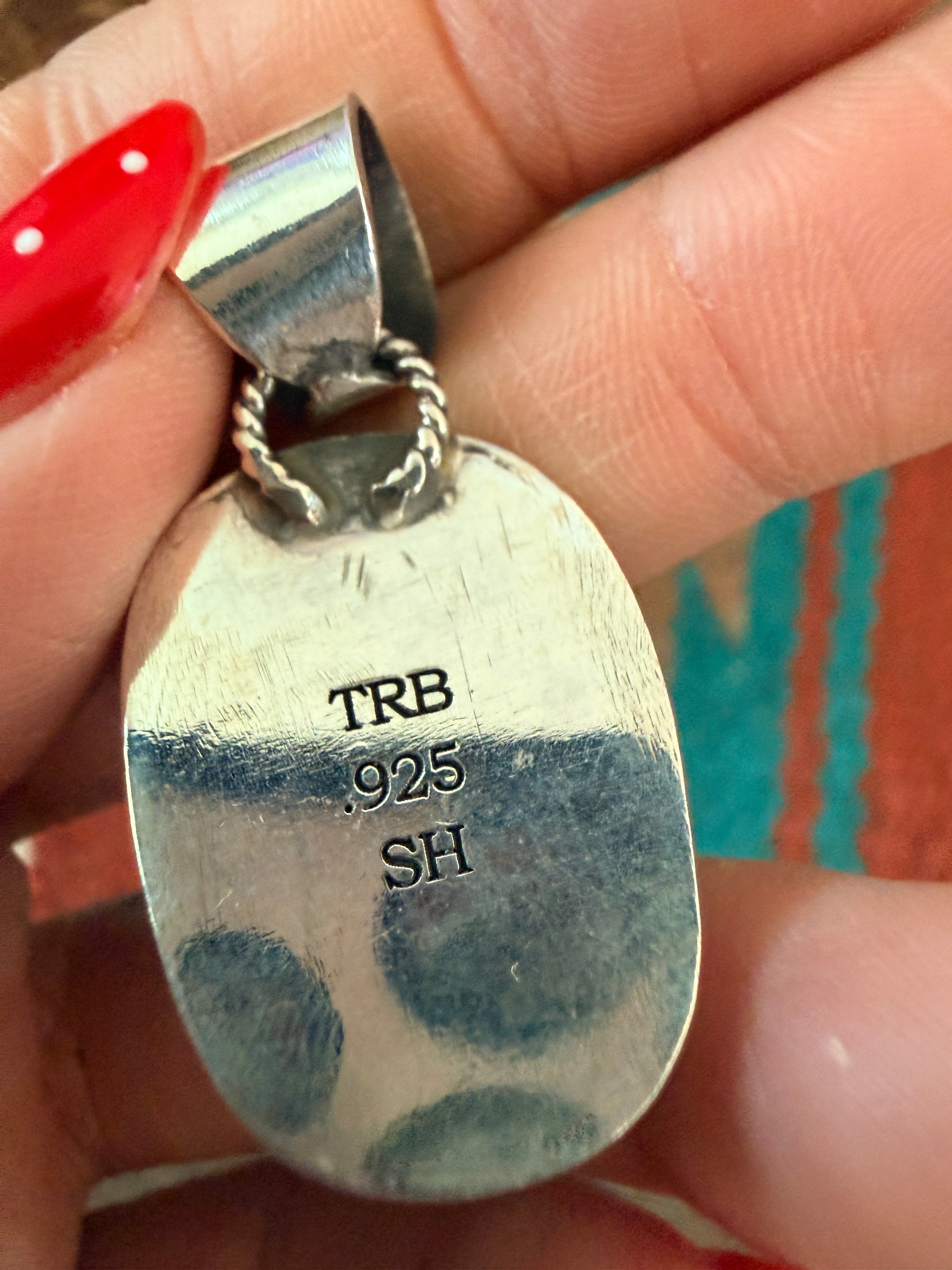Handmade Sterling Silver & Blackjack Turquoise Pendant
