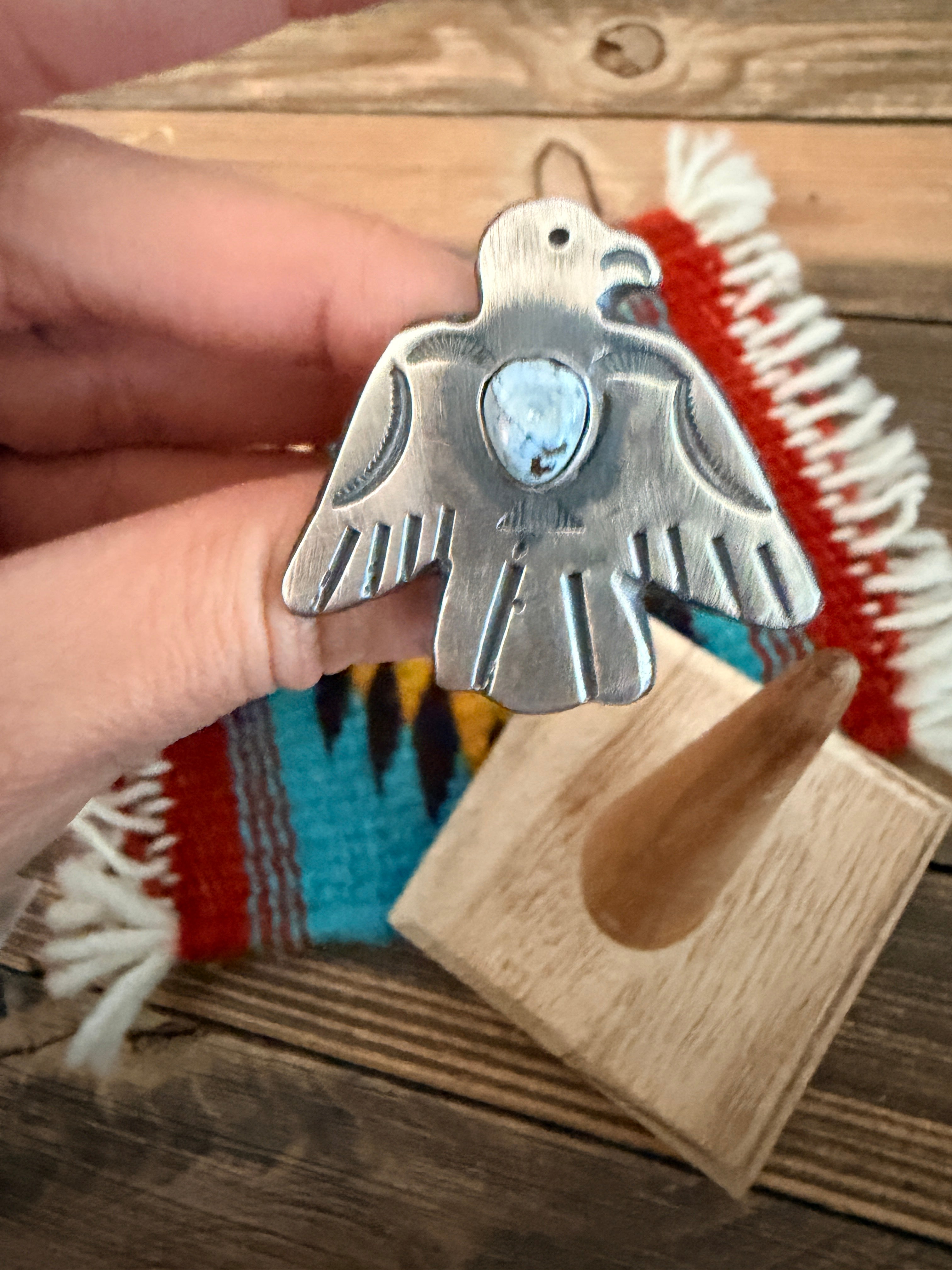Handcrafted Turquoise and Sterling Silver Thunderbird Ring size 8 by Chimney Butte