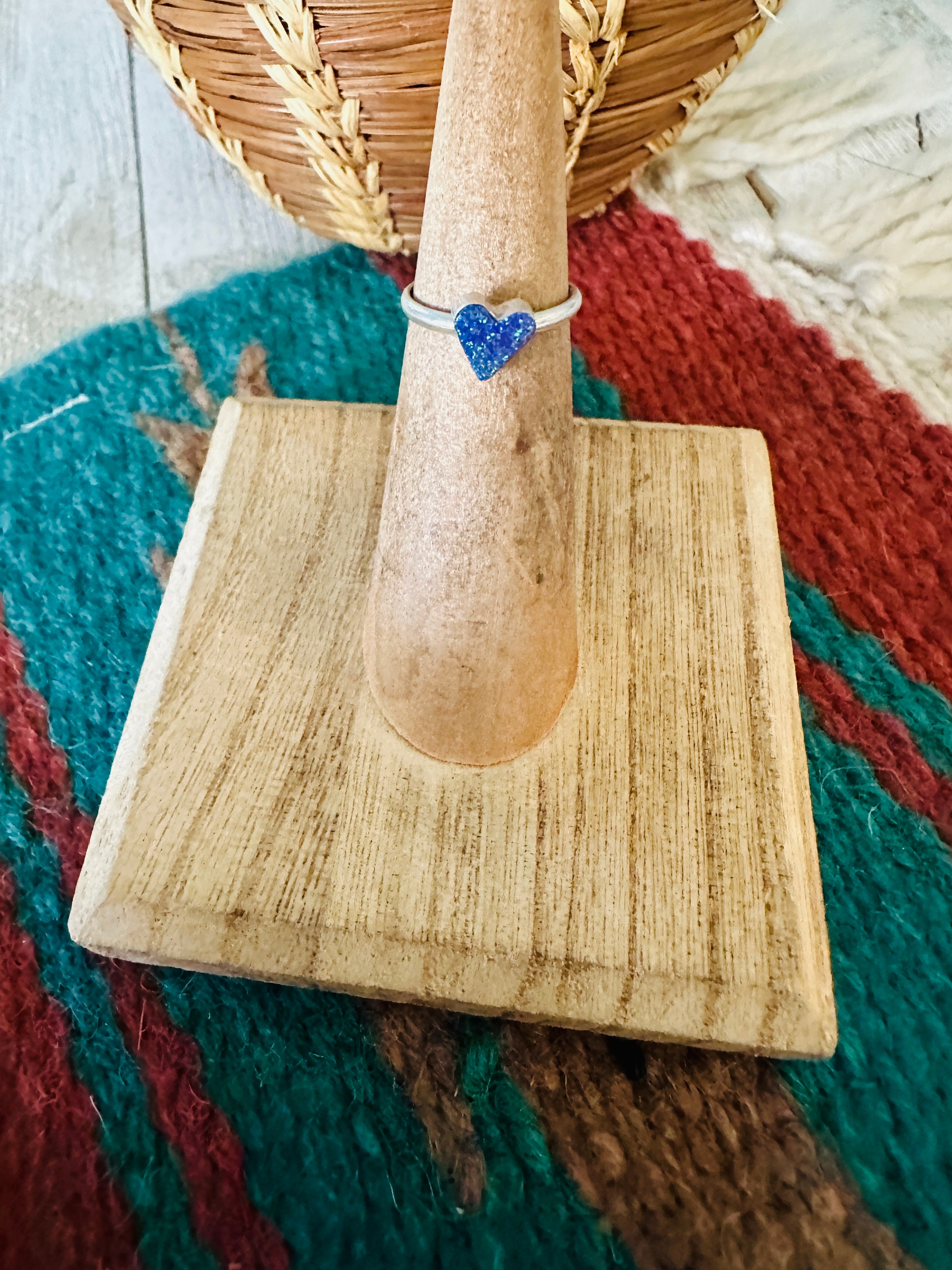 Handcrafted Sterling Silver & Purple Opal Heart Ring