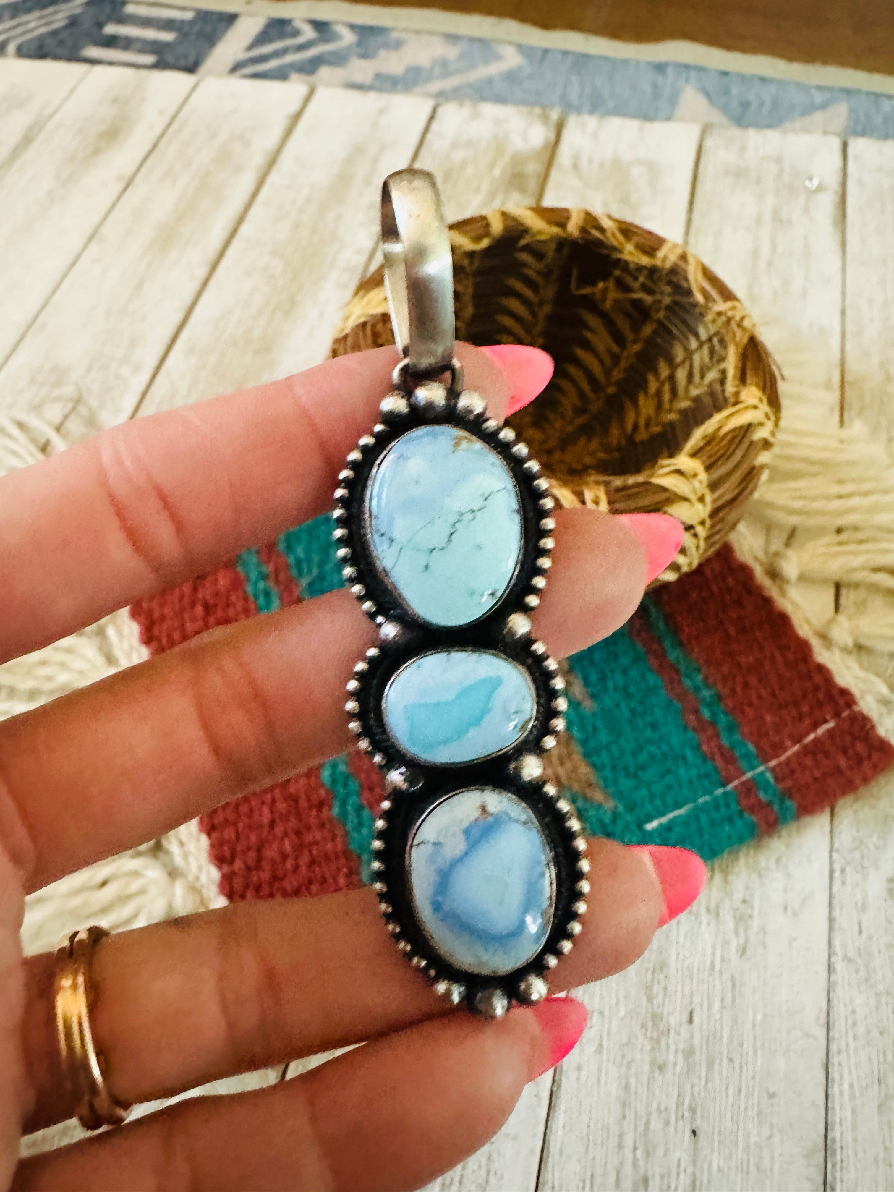 Handcrafted Golden Hills Turquoise & Sterling Silver Pendant