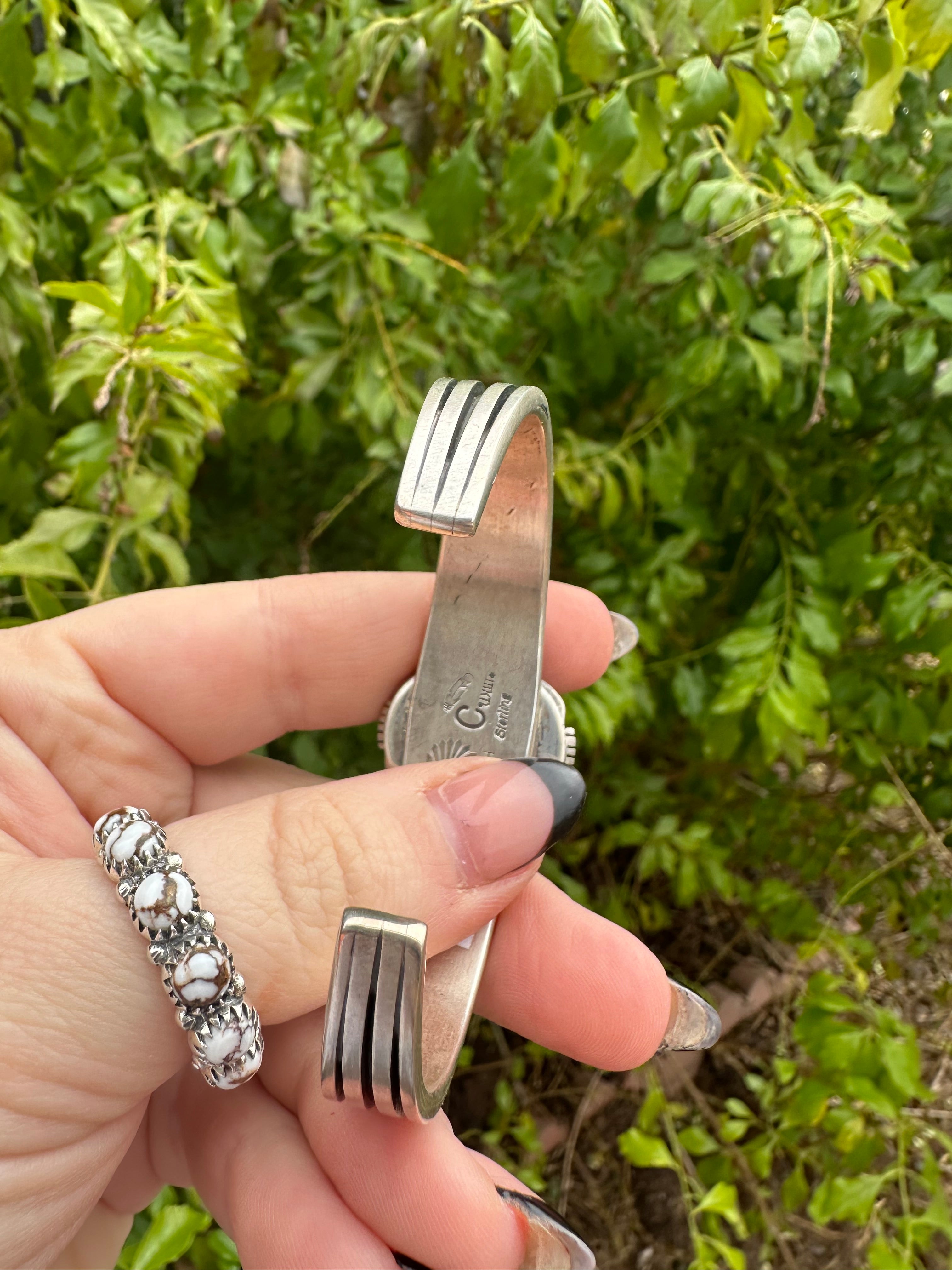 Beautiful Handcrafted Sterling Turquoise Bracelet Cuff Signed