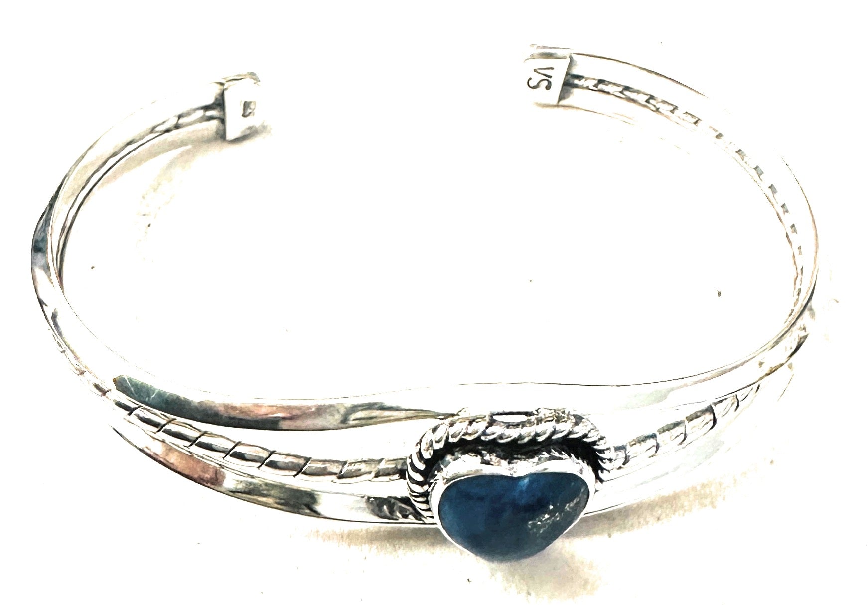 Navajo Sterling Silver & Lapis Heart Cuff Bracelet