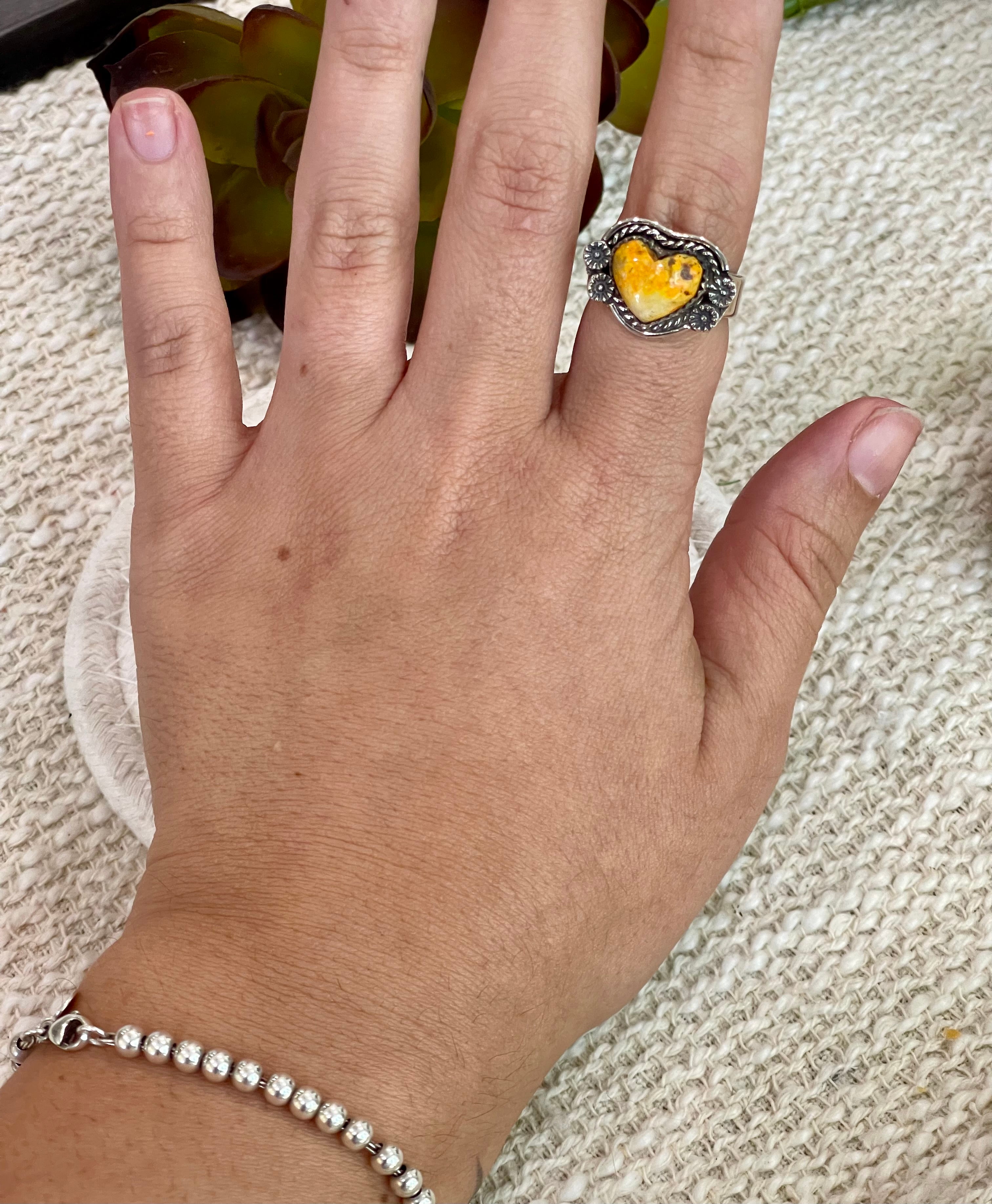 Handmade Sterling Silver & Bumble Bee Adjustable Ring