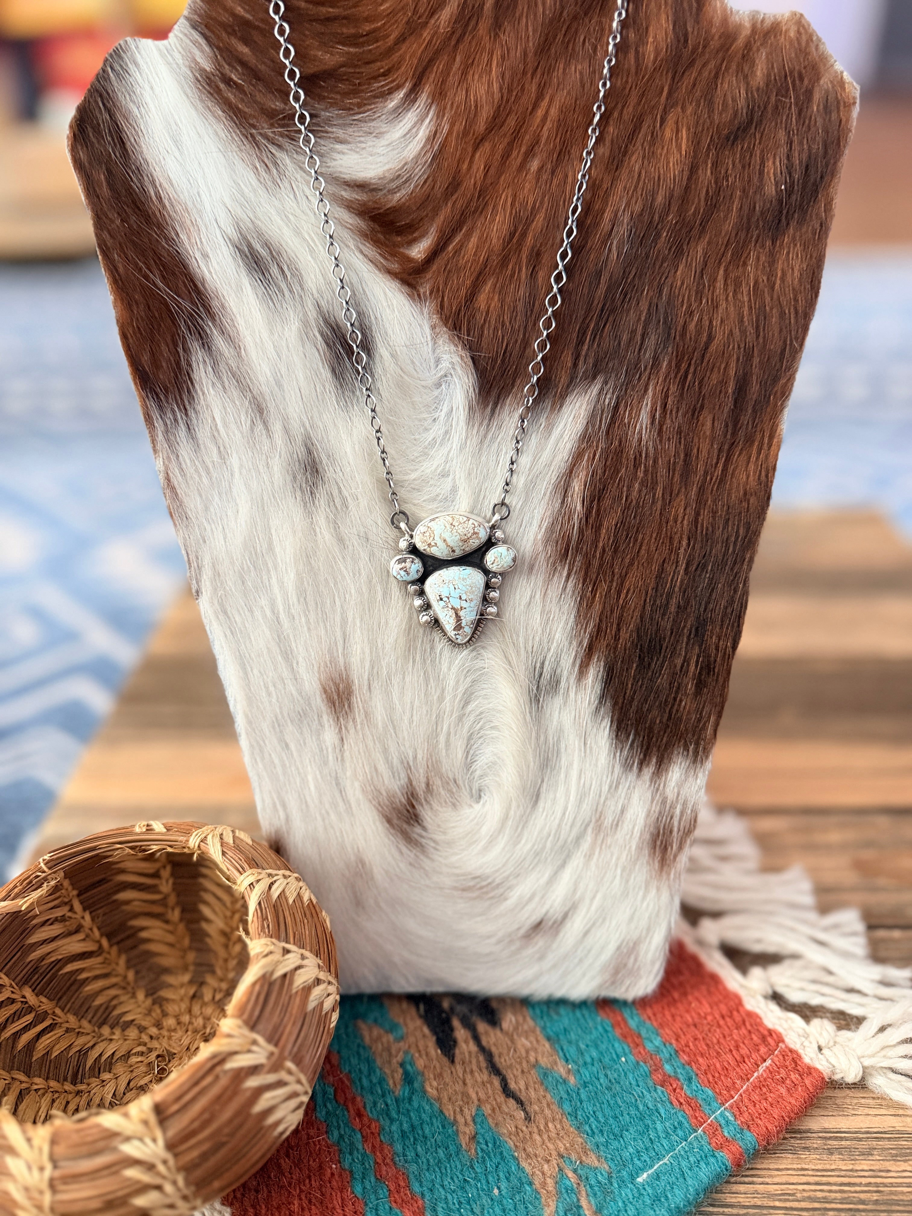 Handcrafted Dry Creek Turquoise & Sterling Silver Necklace by Joelias Draper