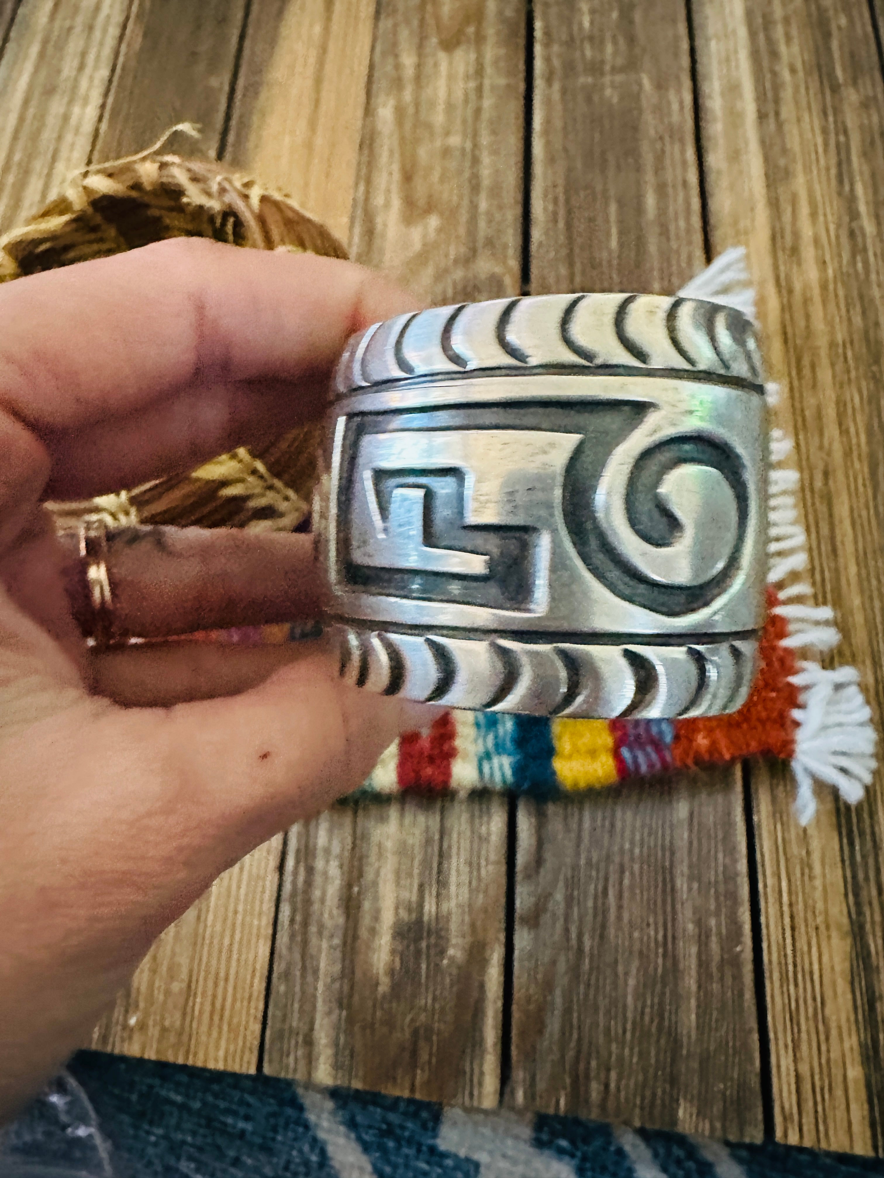 Handcrafted Old Pawn Sterling Silver Cuff Bracelet