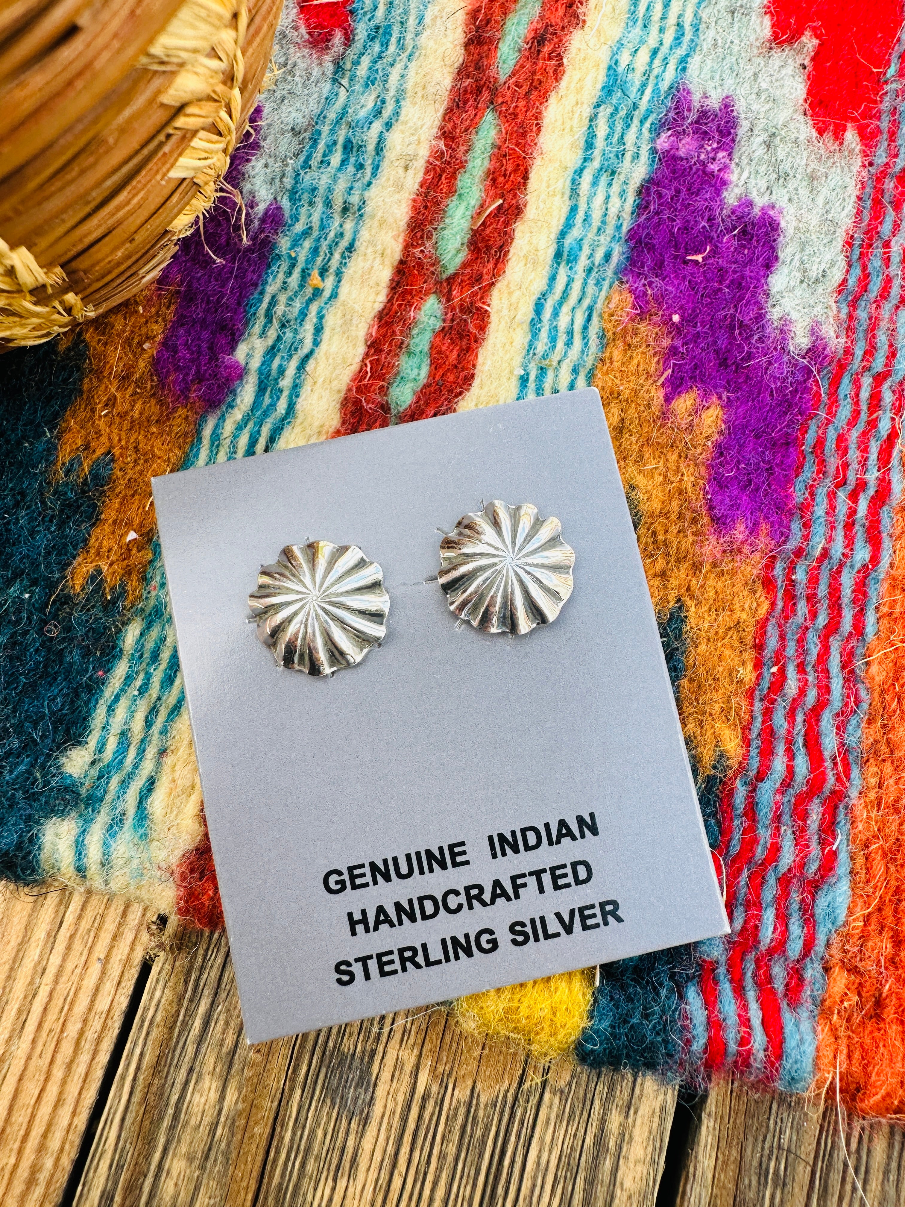 Handcrafted Sterling Silver Concho Stud Earrings